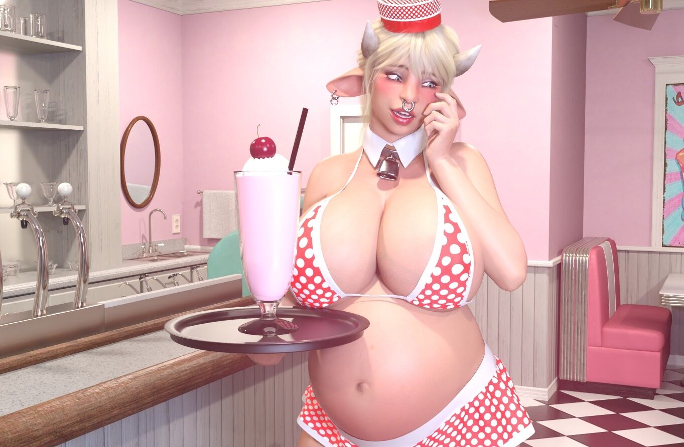 [Icarusillustrations] Thicc Shake (3D/Беременность/Рост)