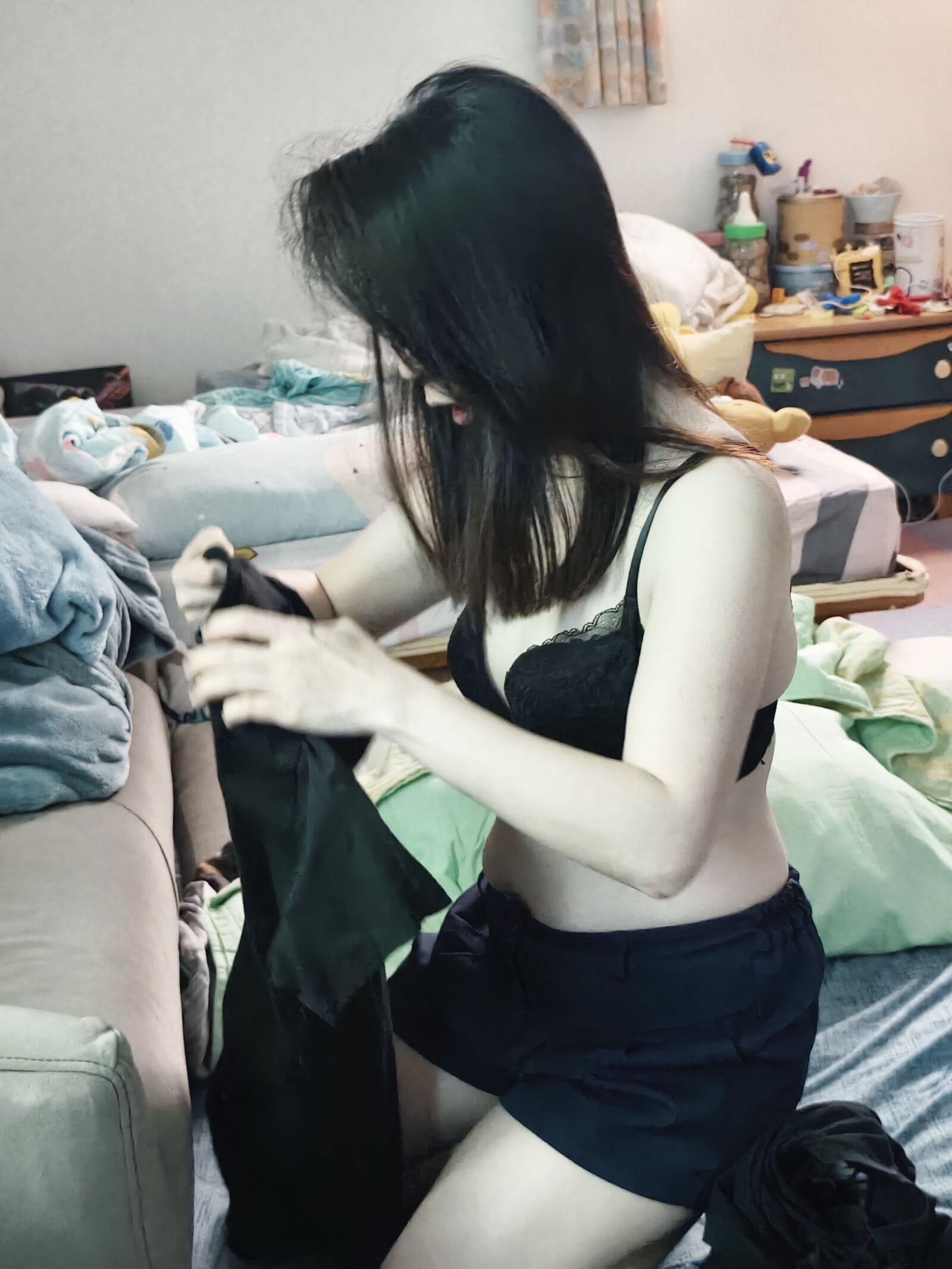 Wife changes her clothes