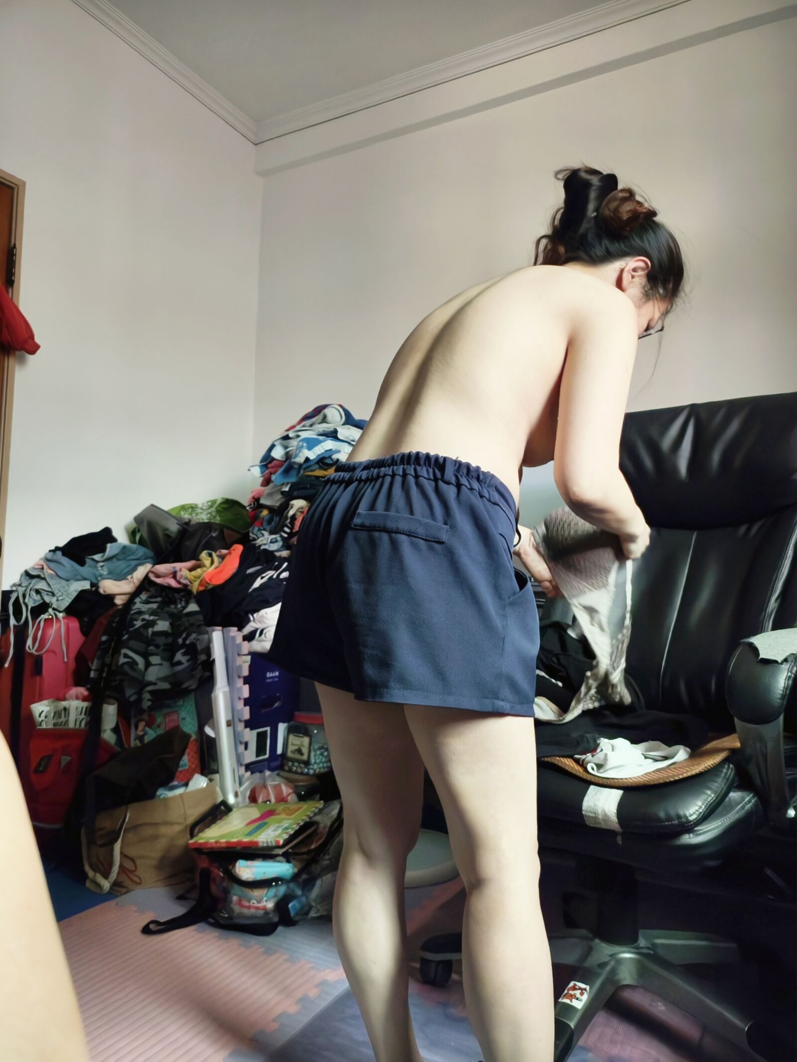 Wife changes her clothes