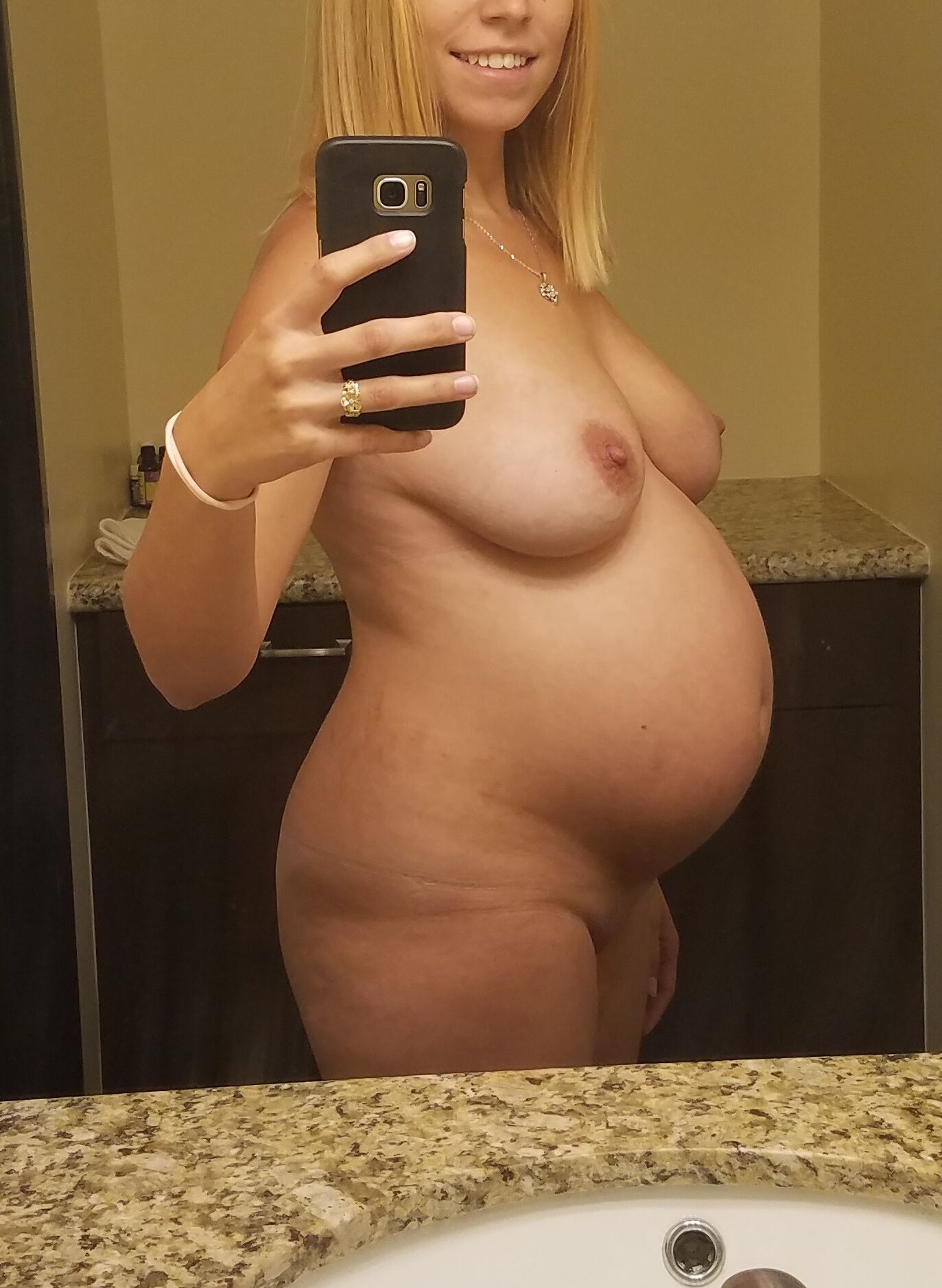 Pregnant amateur hot wife shared breasts big tits shaved pussy 6