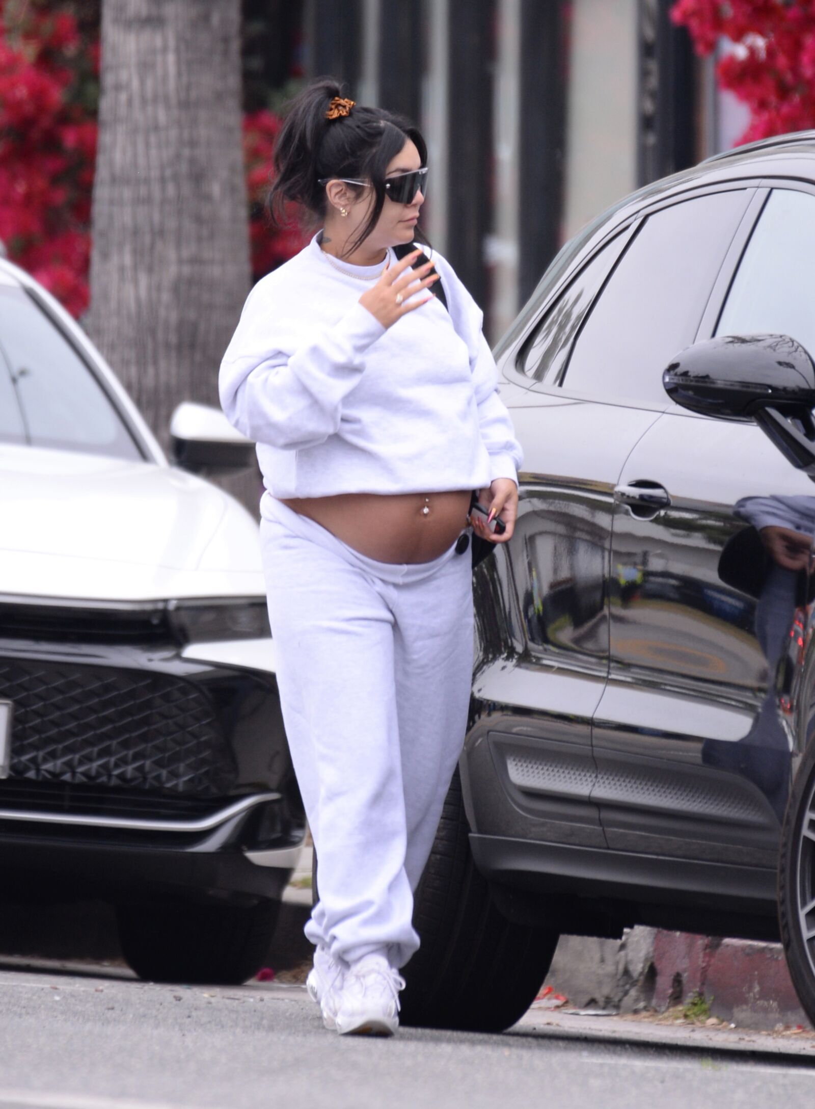 Vanessa Hudgens with huge pregnant belly out for a hike in LA