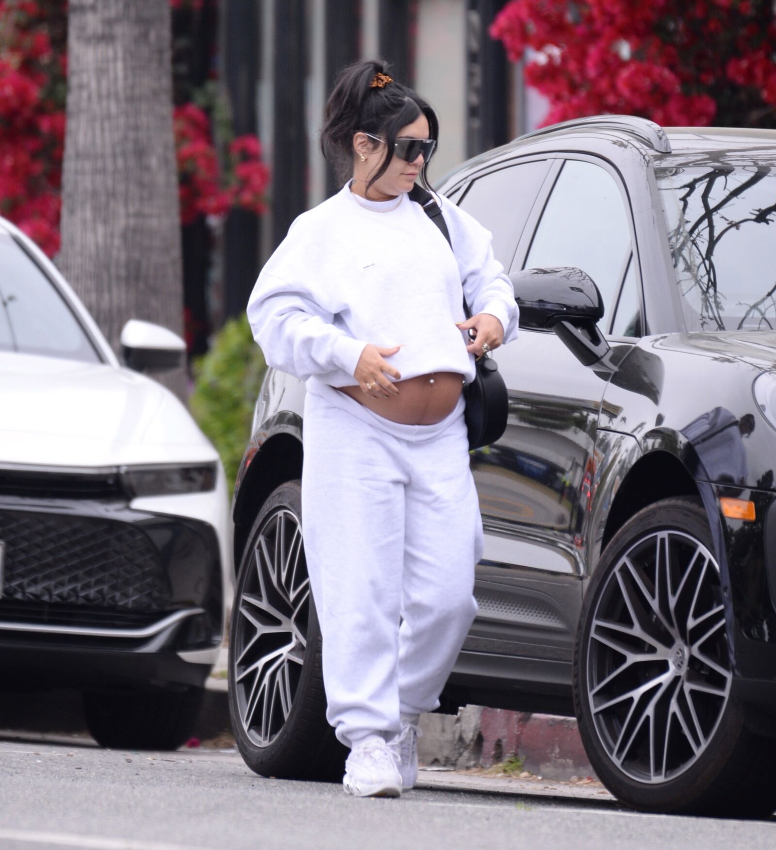 Vanessa Hudgens with huge pregnant belly out for a hike in LA