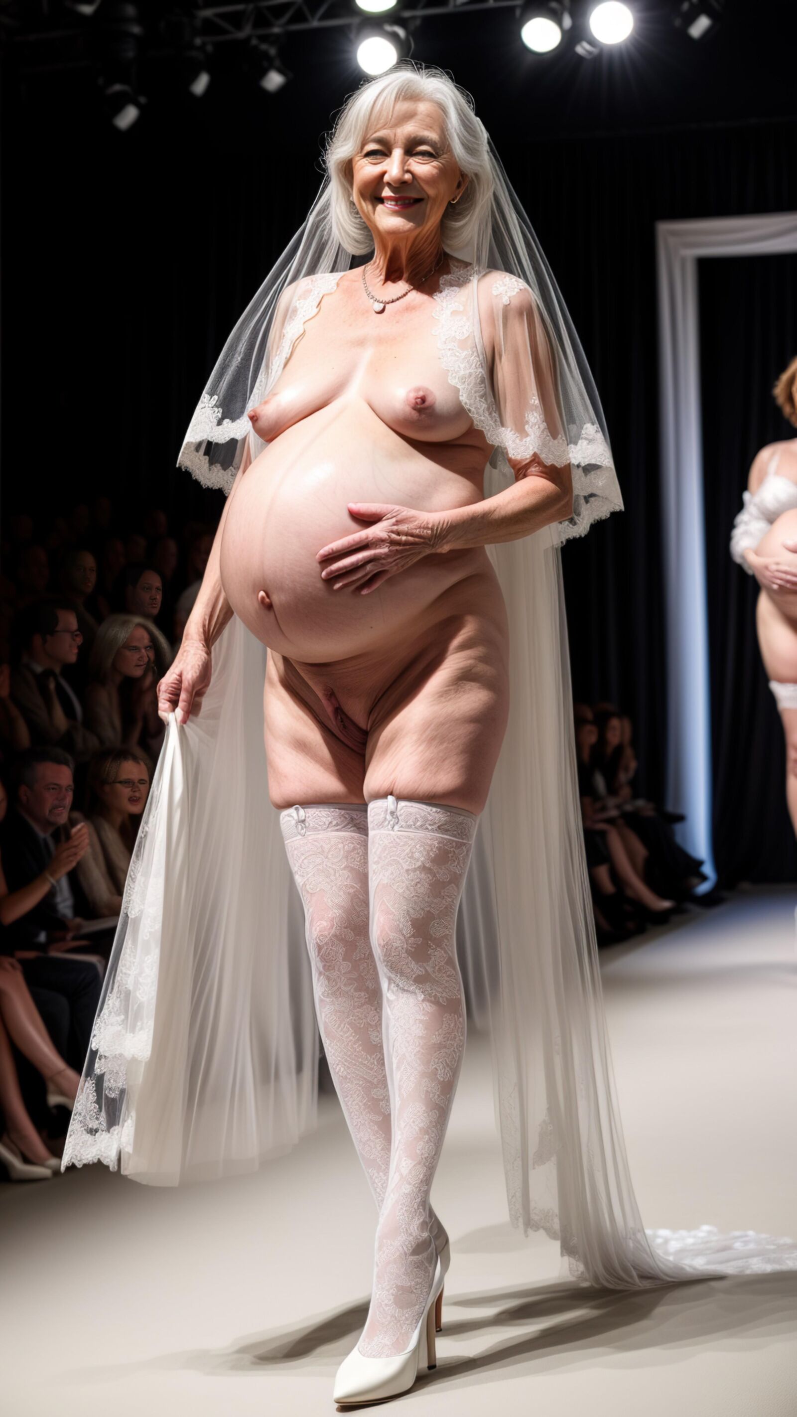 AI - Granny's pregnancy wedding dress Show