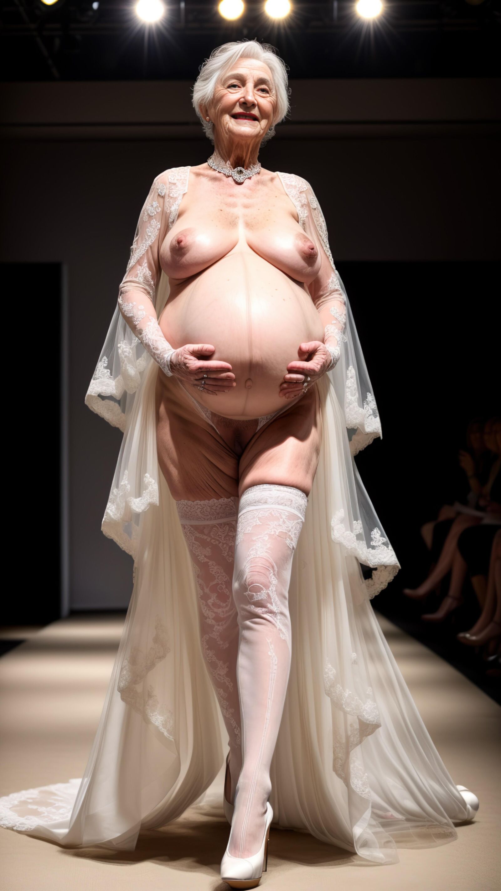 AI - Granny's pregnancy wedding dress Show