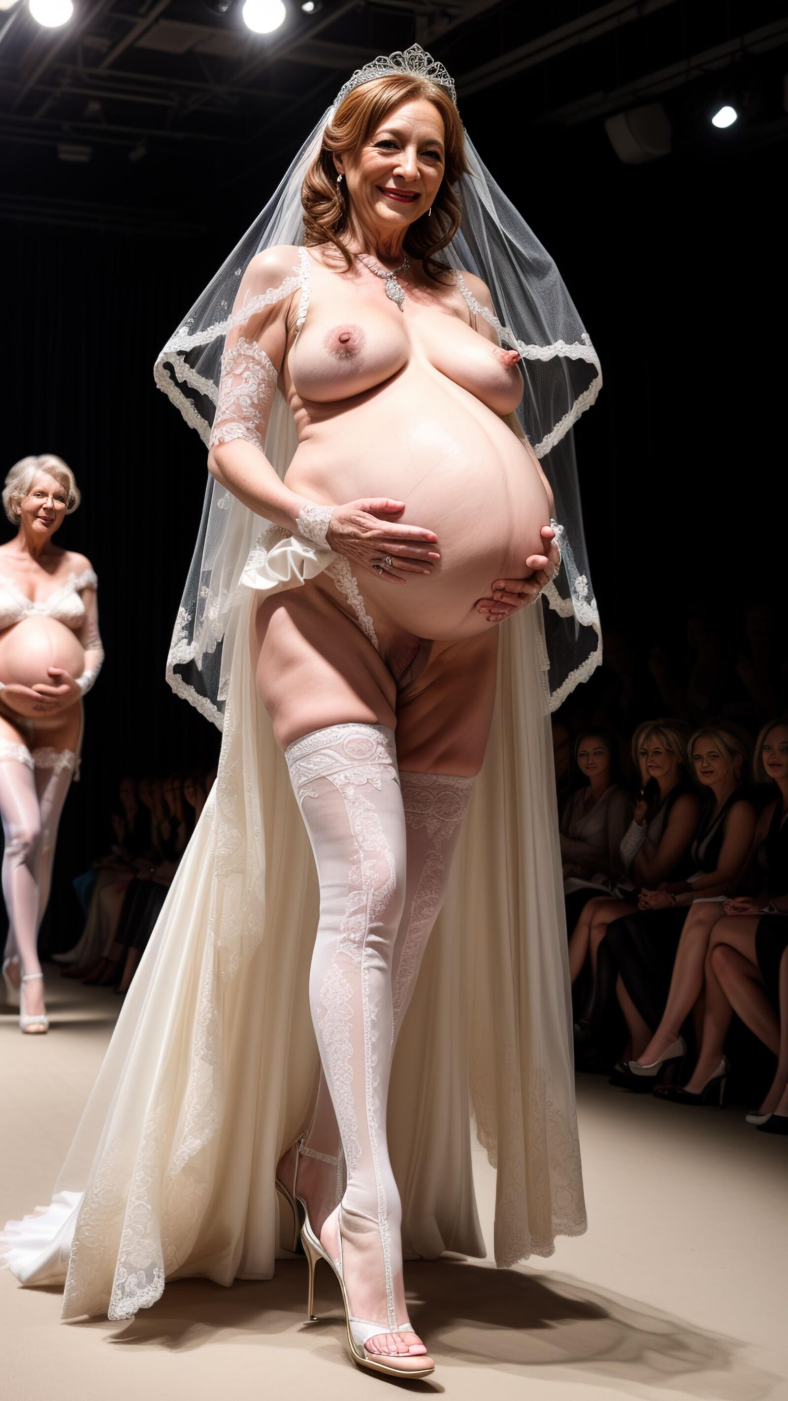 AI - Granny's pregnancy wedding dress Show