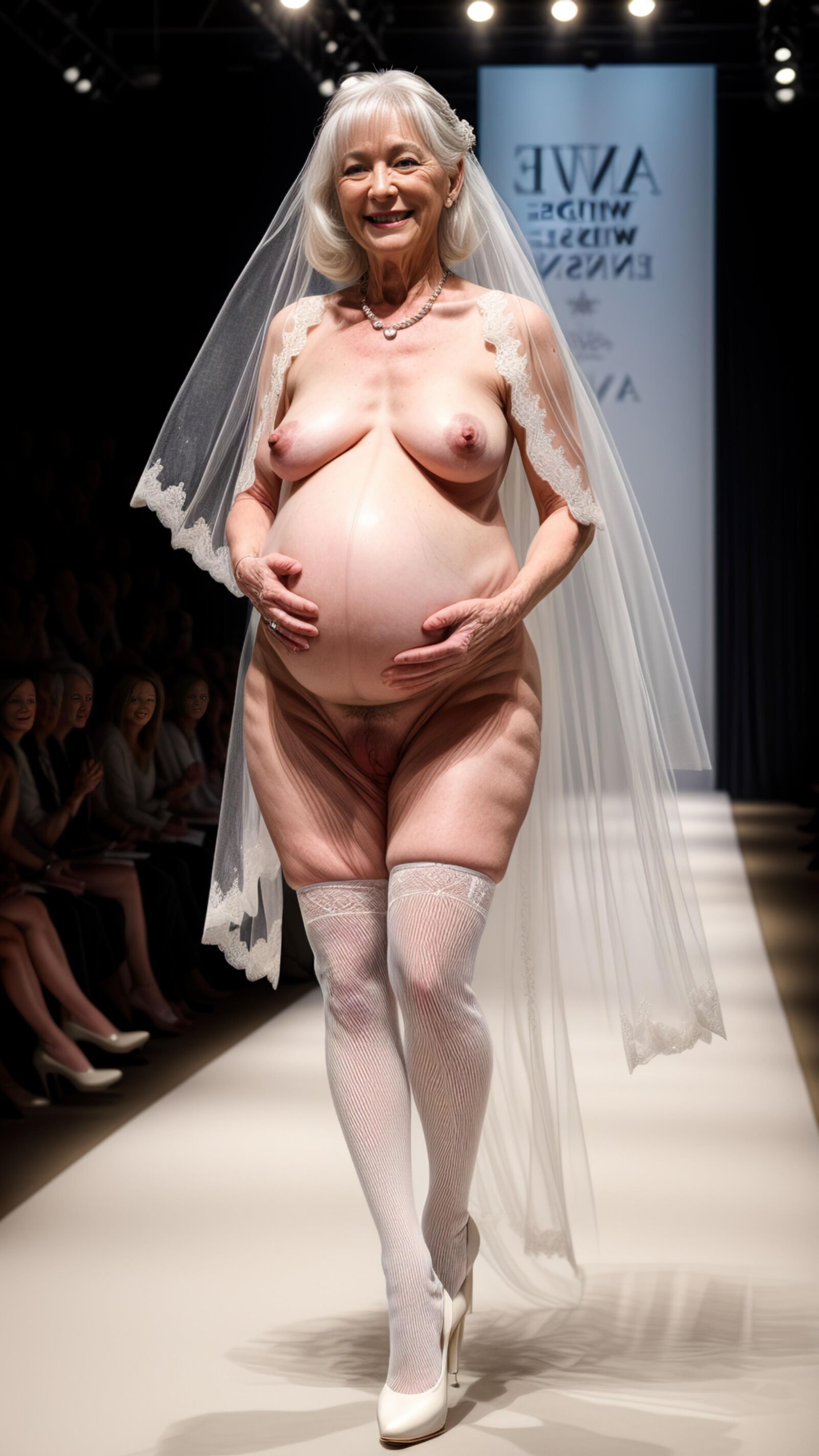 AI - Granny's pregnancy wedding dress Show