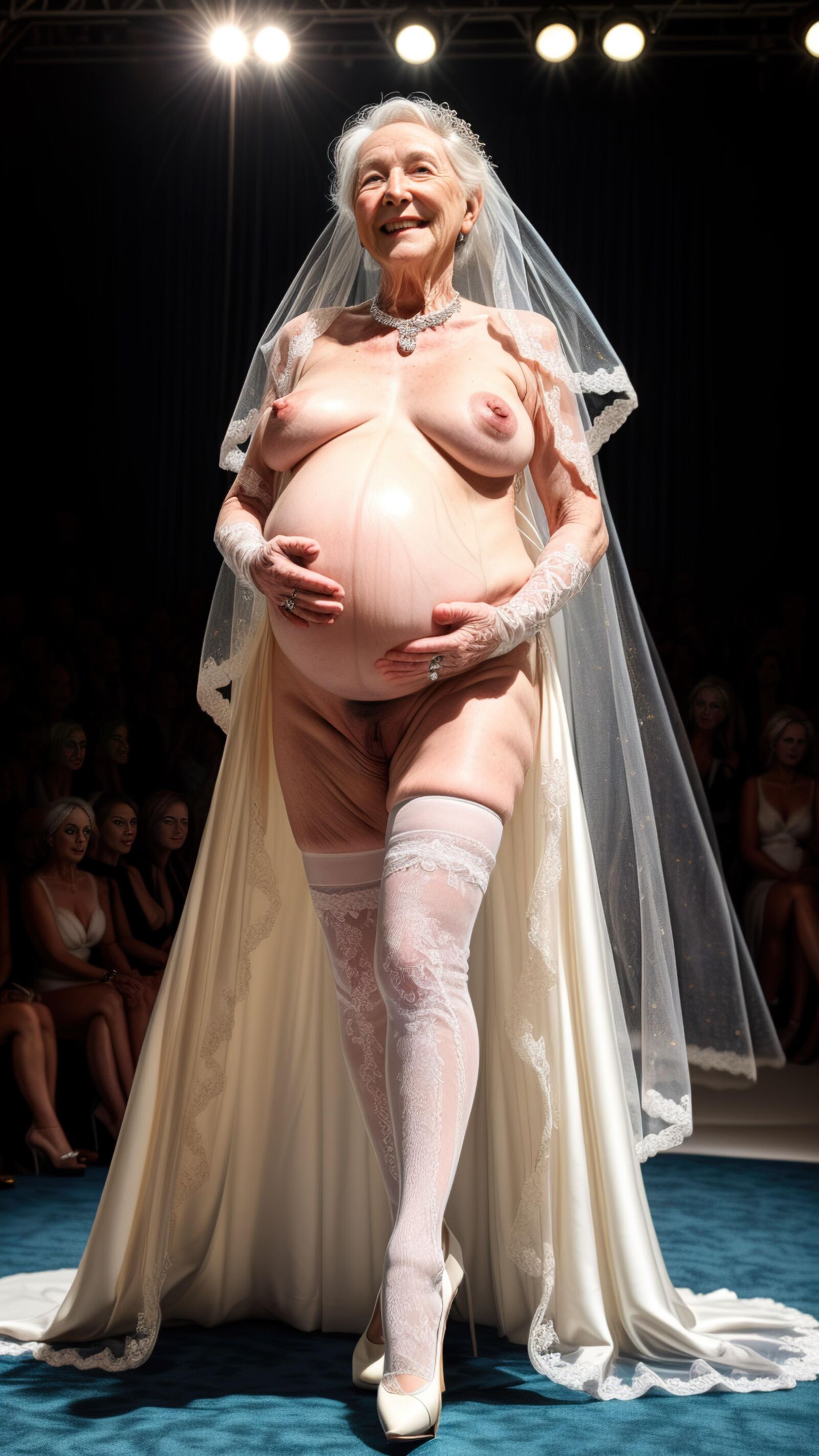 AI - Granny's pregnancy wedding dress Show