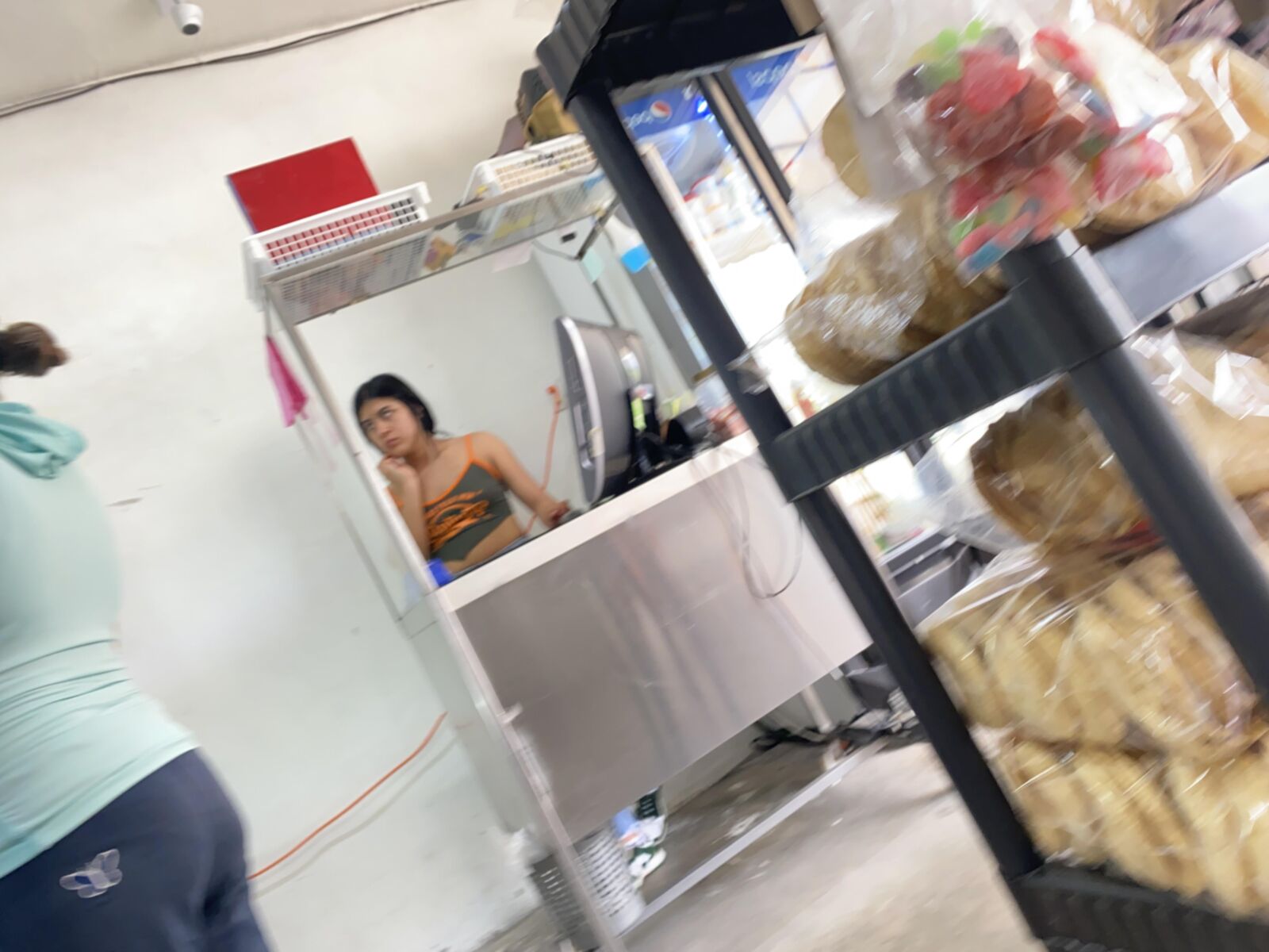 Butcher shop// candid young milf prggo and saleswoman