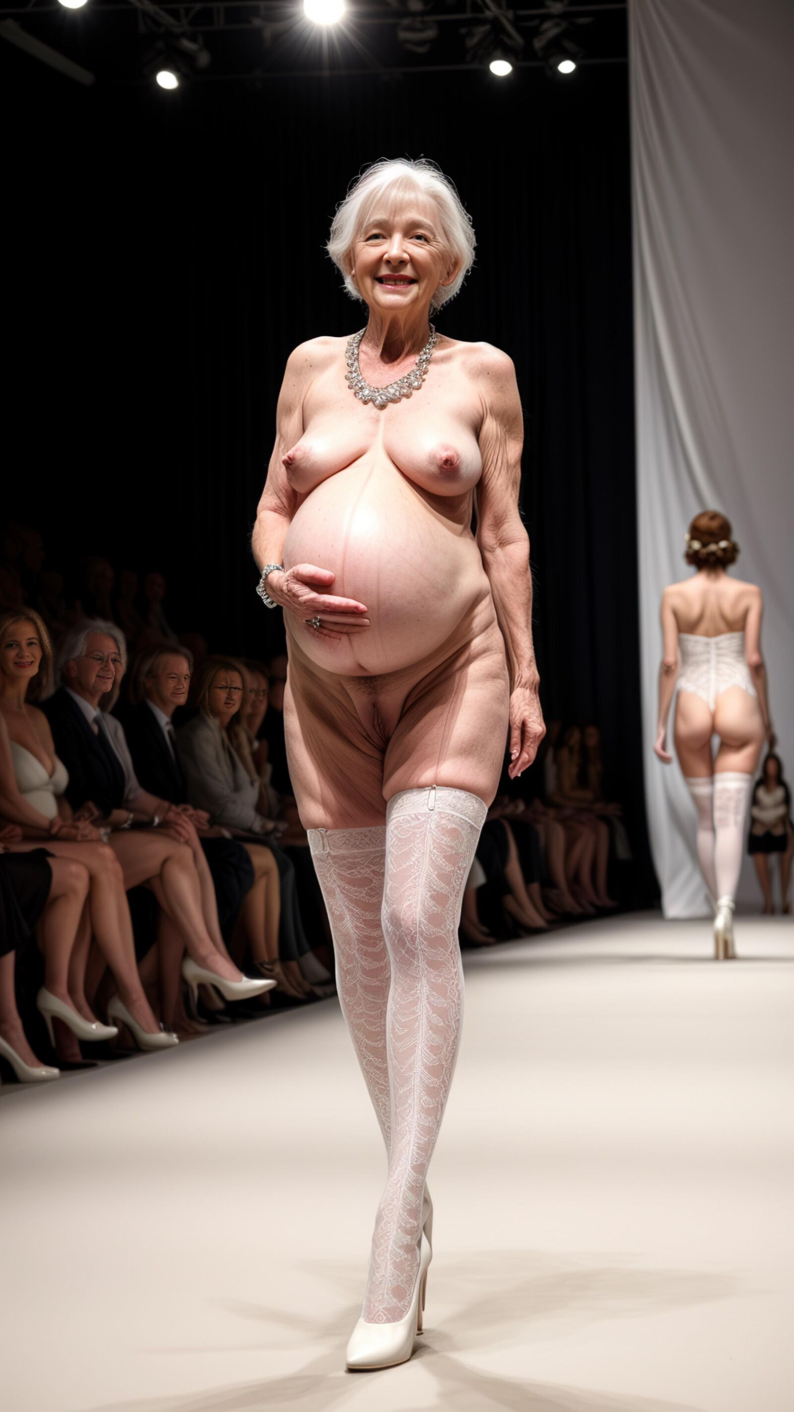 AI - Granny's pregnancy wedding dress Show