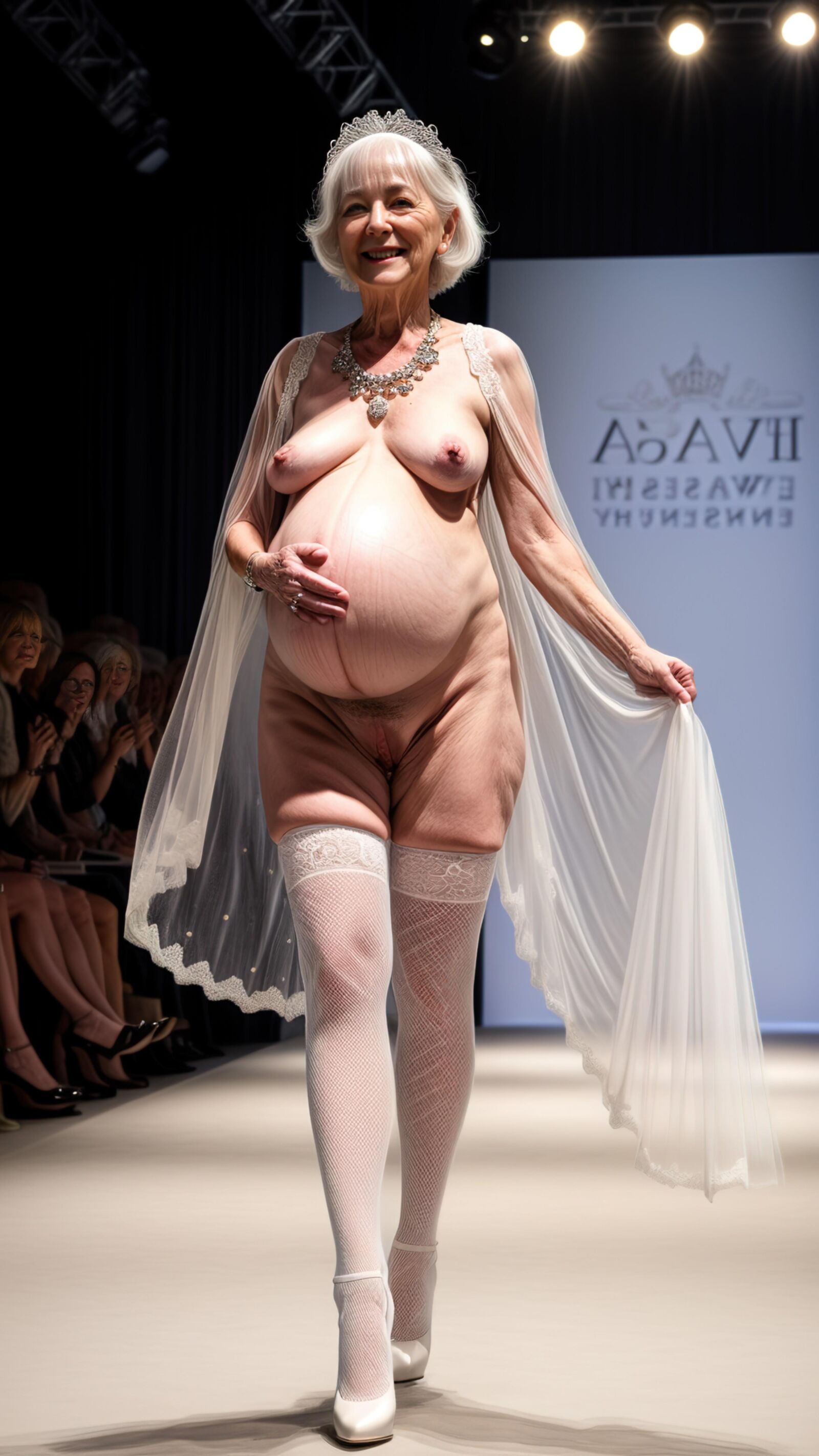 AI - Granny's pregnancy wedding dress Show