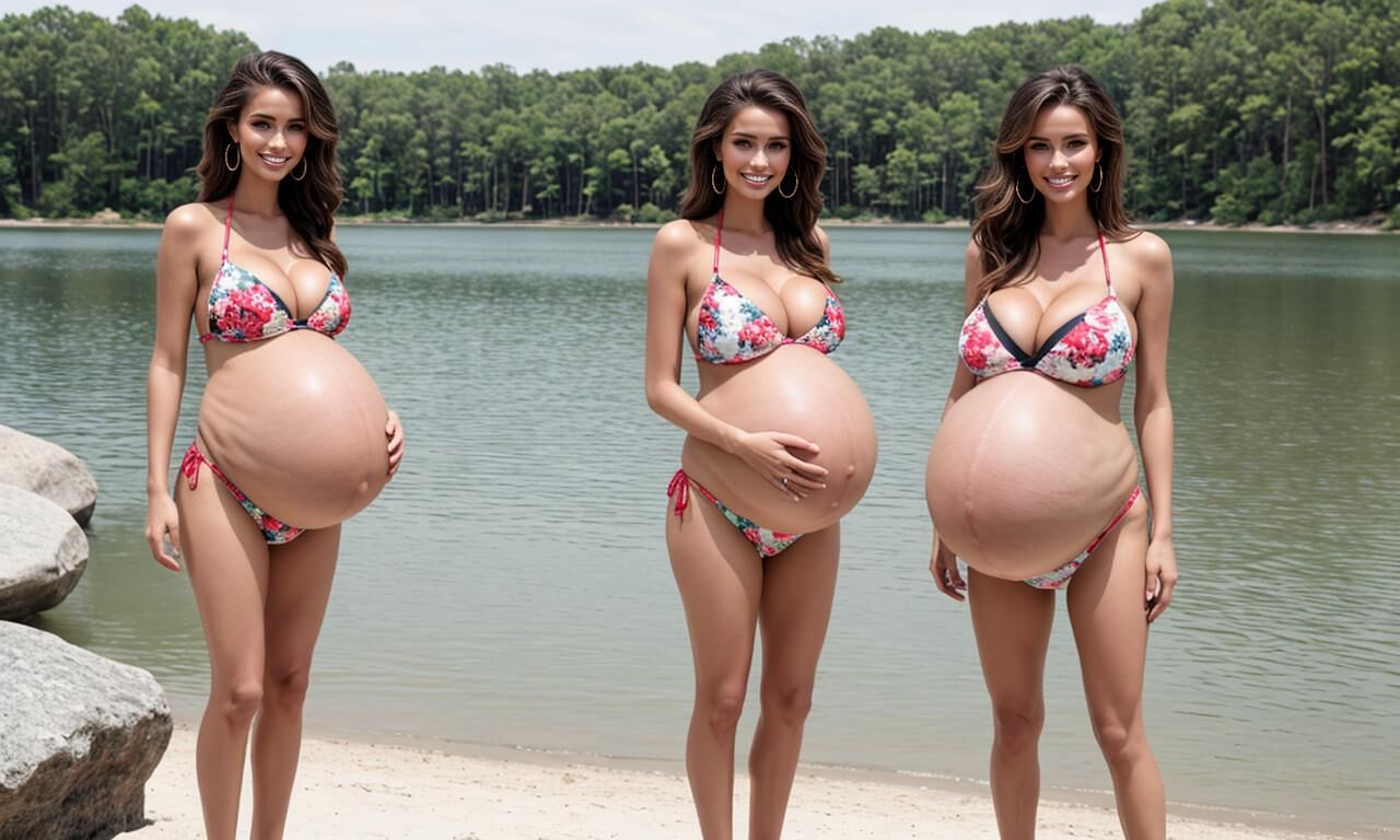 Beachballs 1 (uberpregnant in swimsuits)