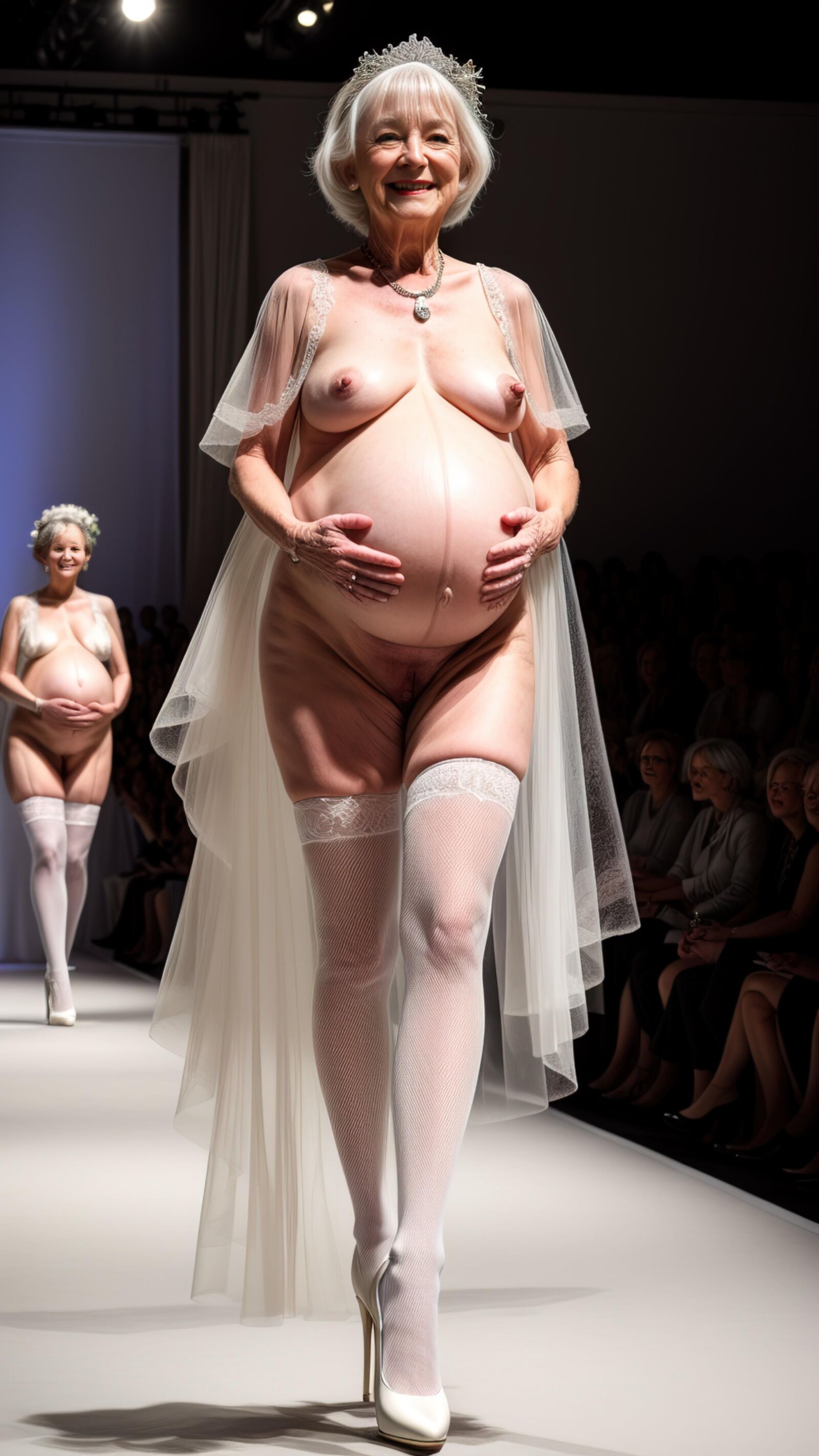 AI - Granny's pregnancy wedding dress Show