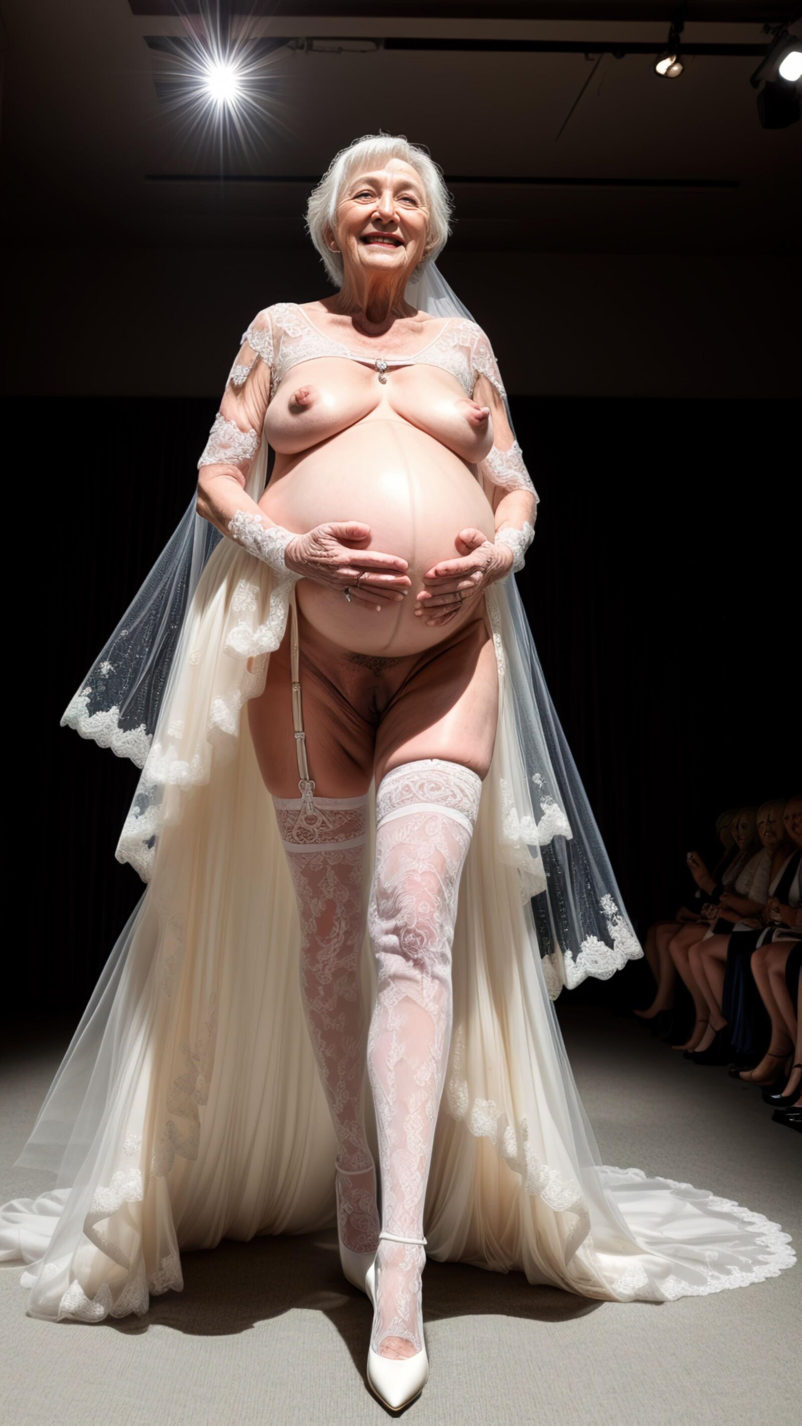 AI - Granny's pregnancy wedding dress Show