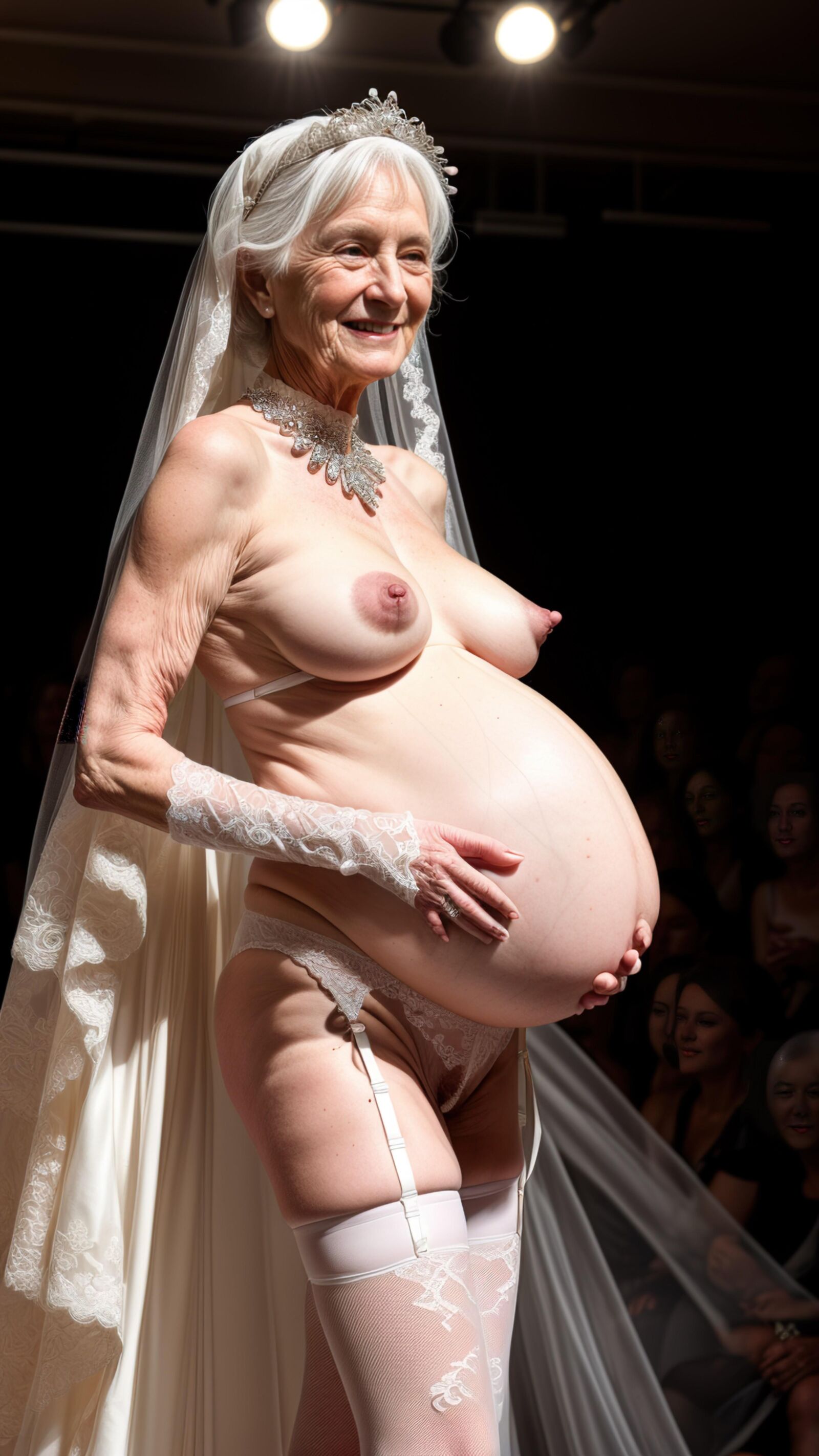 AI - Granny's pregnancy wedding dress Show