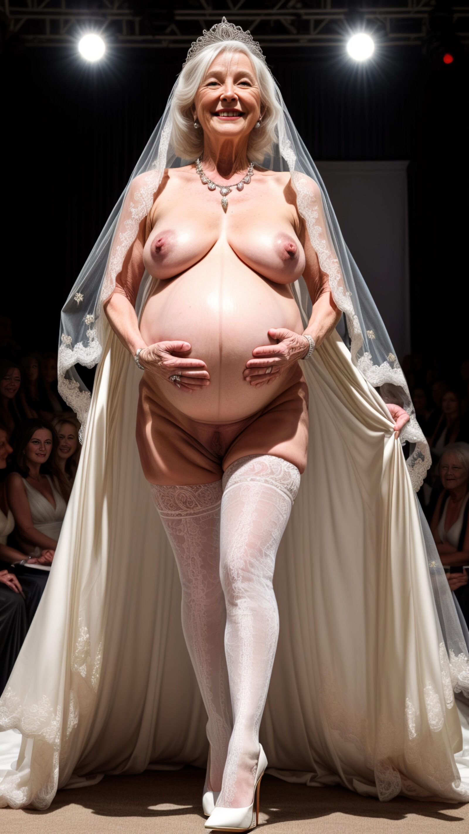 AI - Granny's pregnancy wedding dress Show