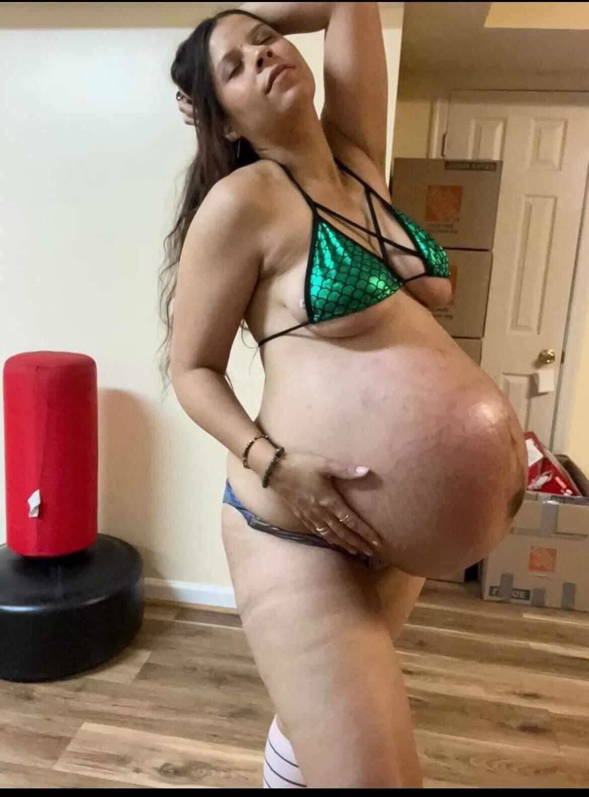 Huge pregnant belly