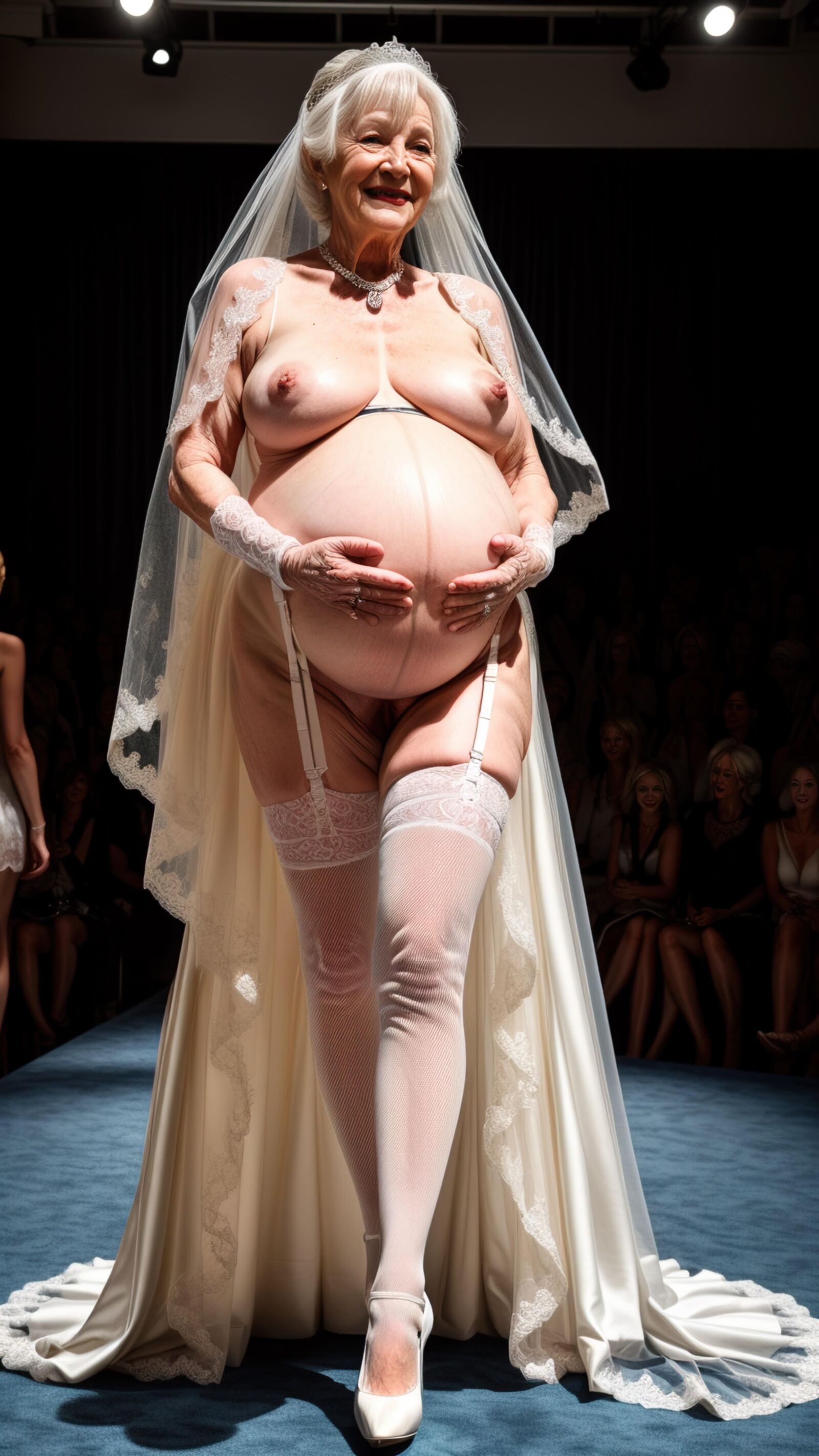 AI - Granny's pregnancy wedding dress Show