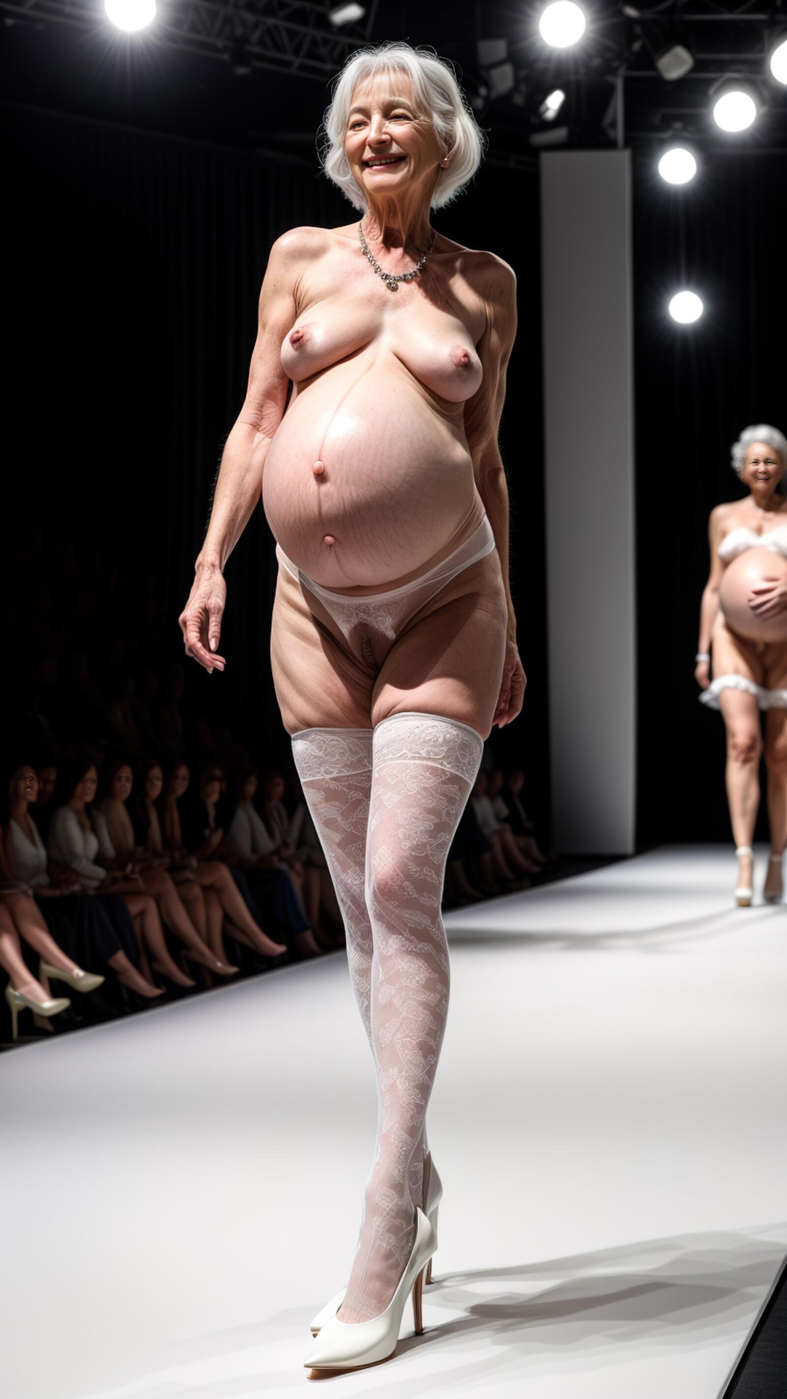 AI - Granny's pregnancy wedding dress Show