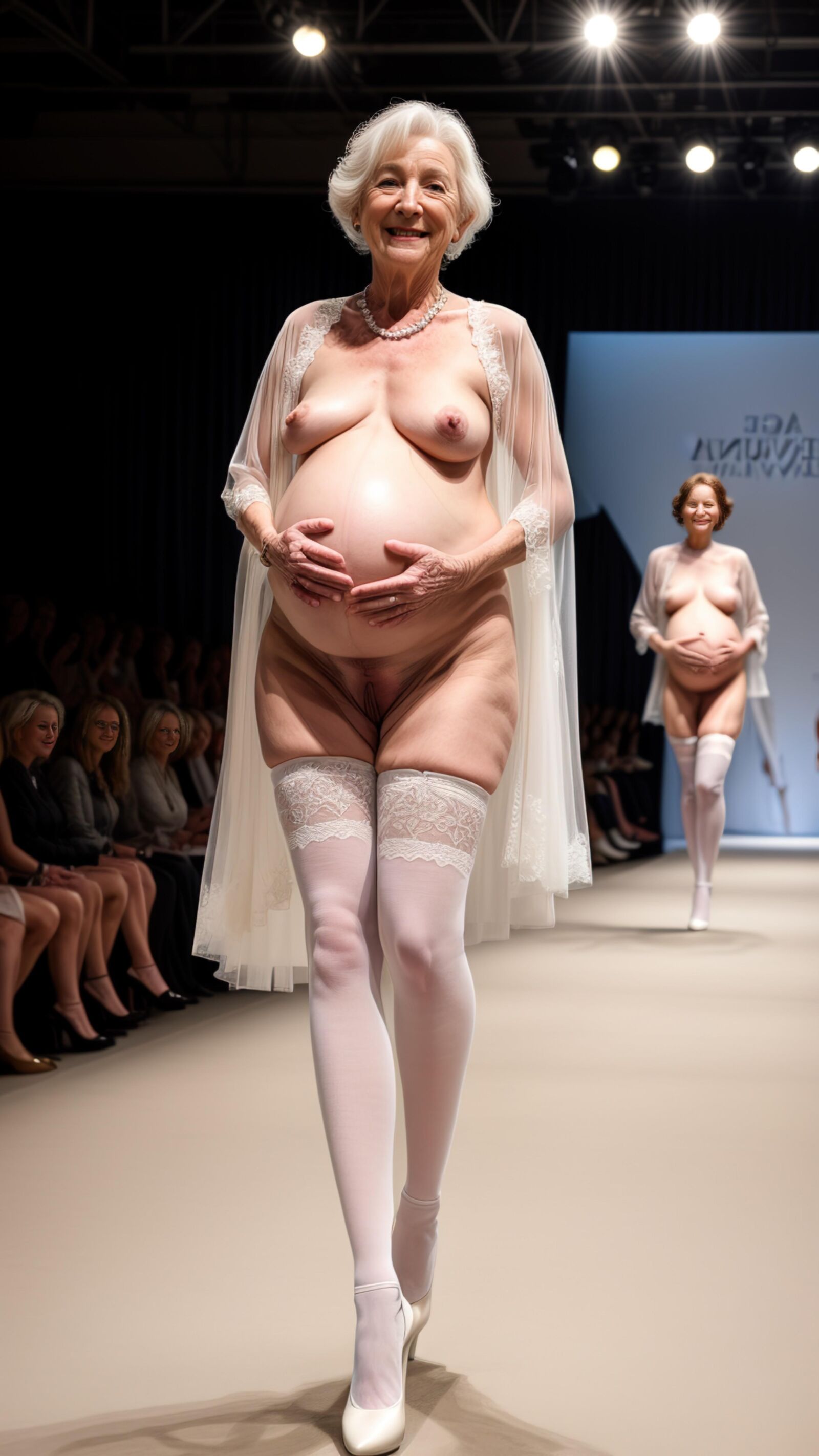 AI - Granny's pregnancy wedding dress Show