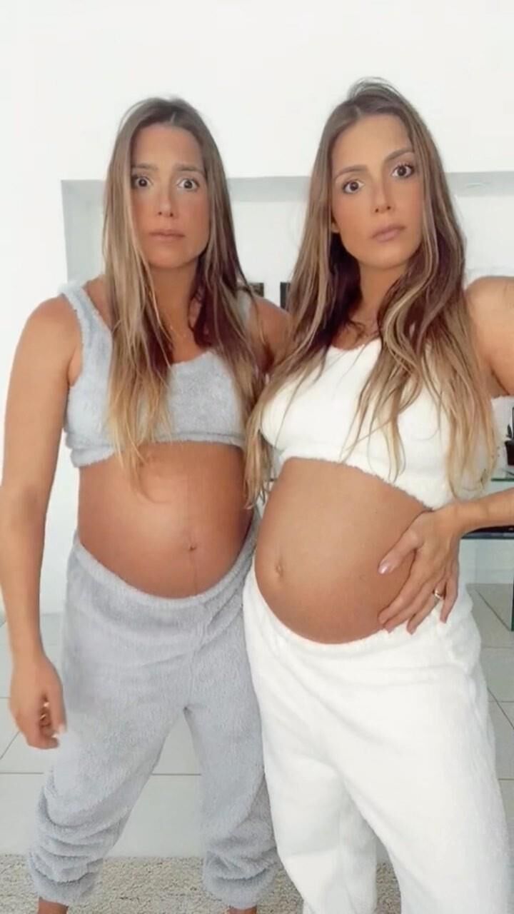 Hot twins both very pregnant and horny to each other