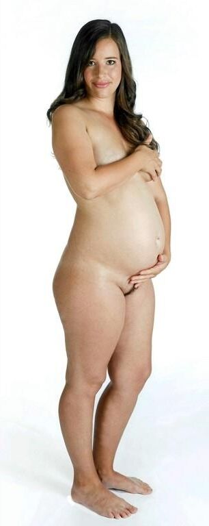 Pregnant women on white background compilation