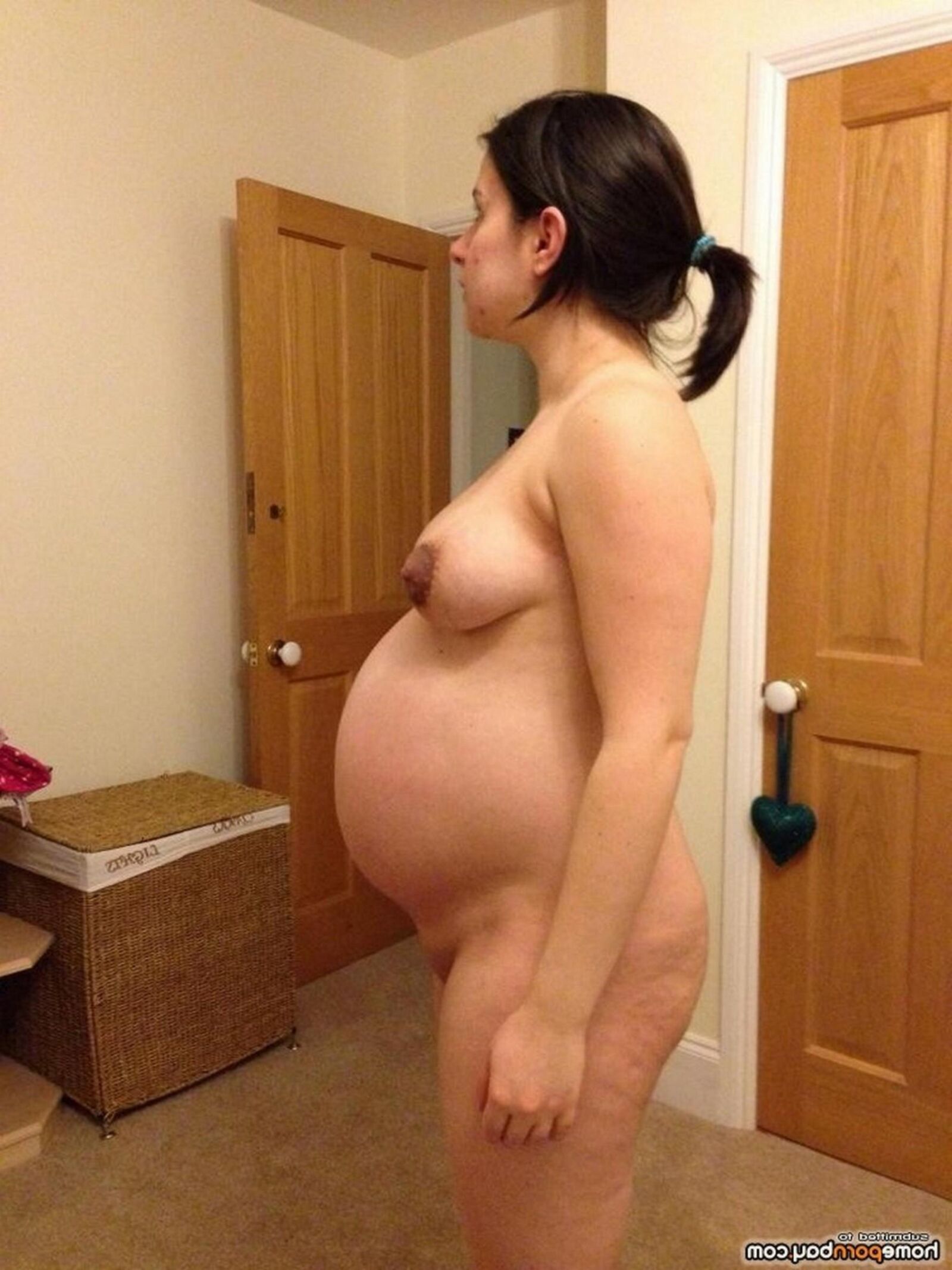 Femme au foyer enceinte posant nue