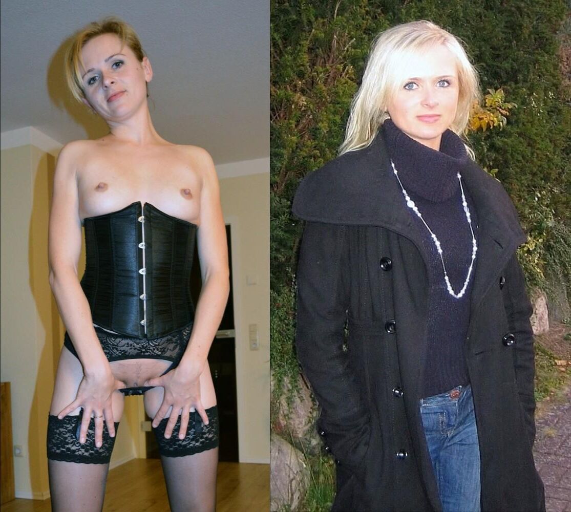 Dressed Undressed before after blonde amateur clothed unclothed