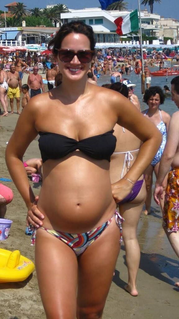 June 23 Pregnant beach bikini and outdoors 