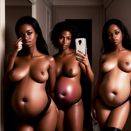 pregnant Black women standing in a hotel bathroom taking selfie