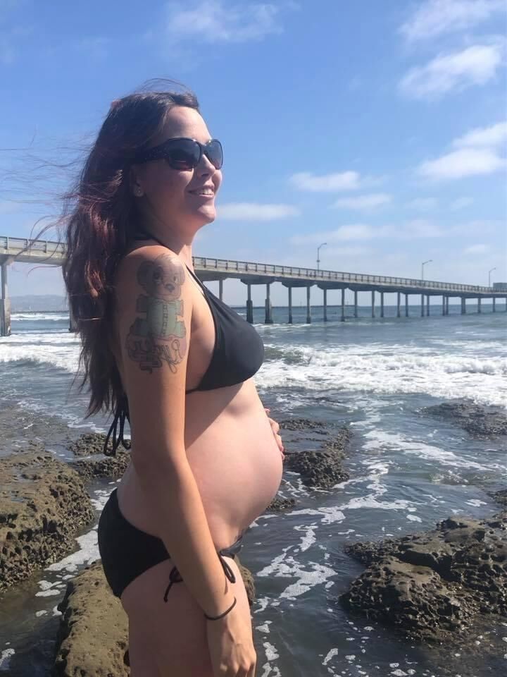 June 23 Pregnant beach bikini and outdoors 