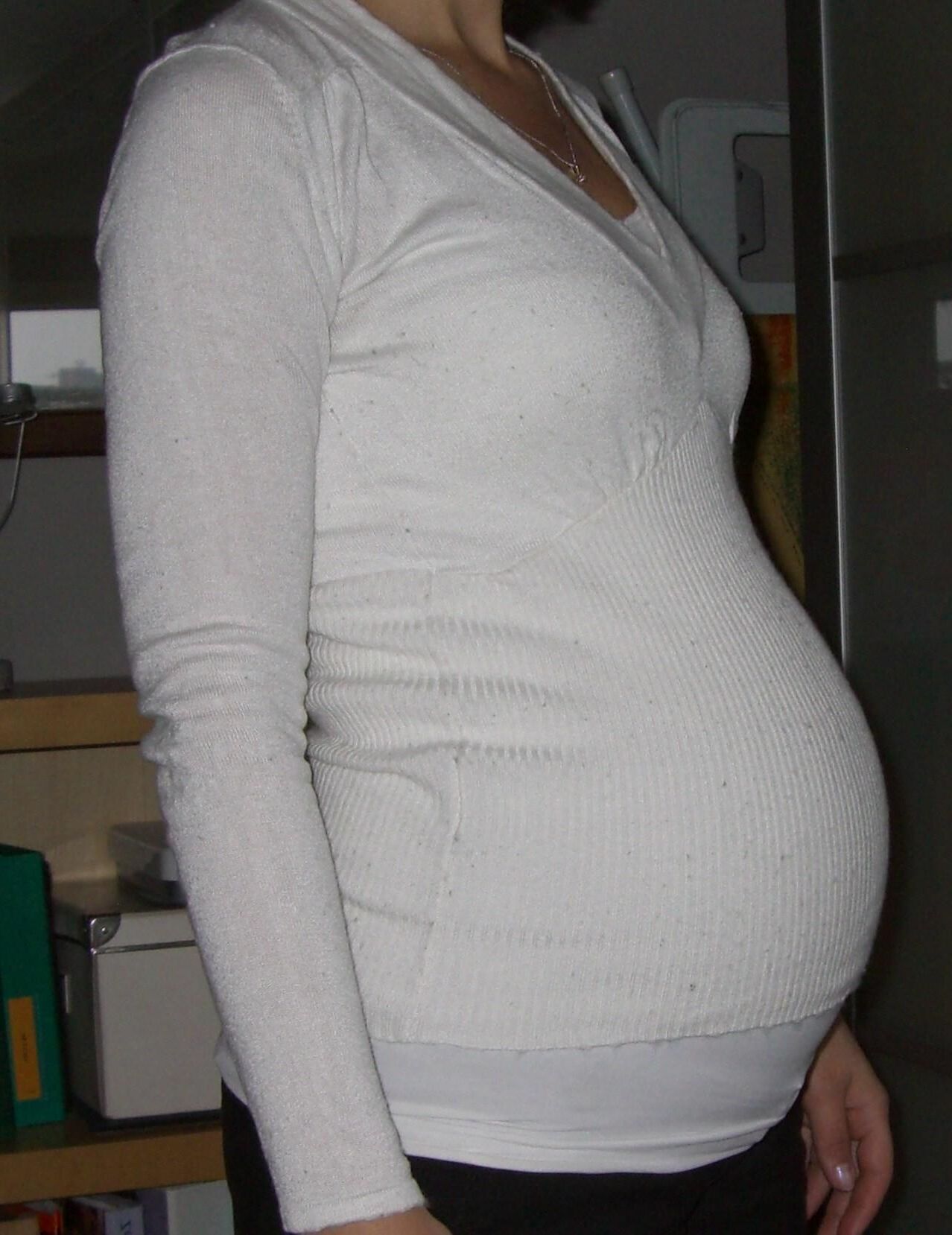 Mature pregnant woman reveals herself