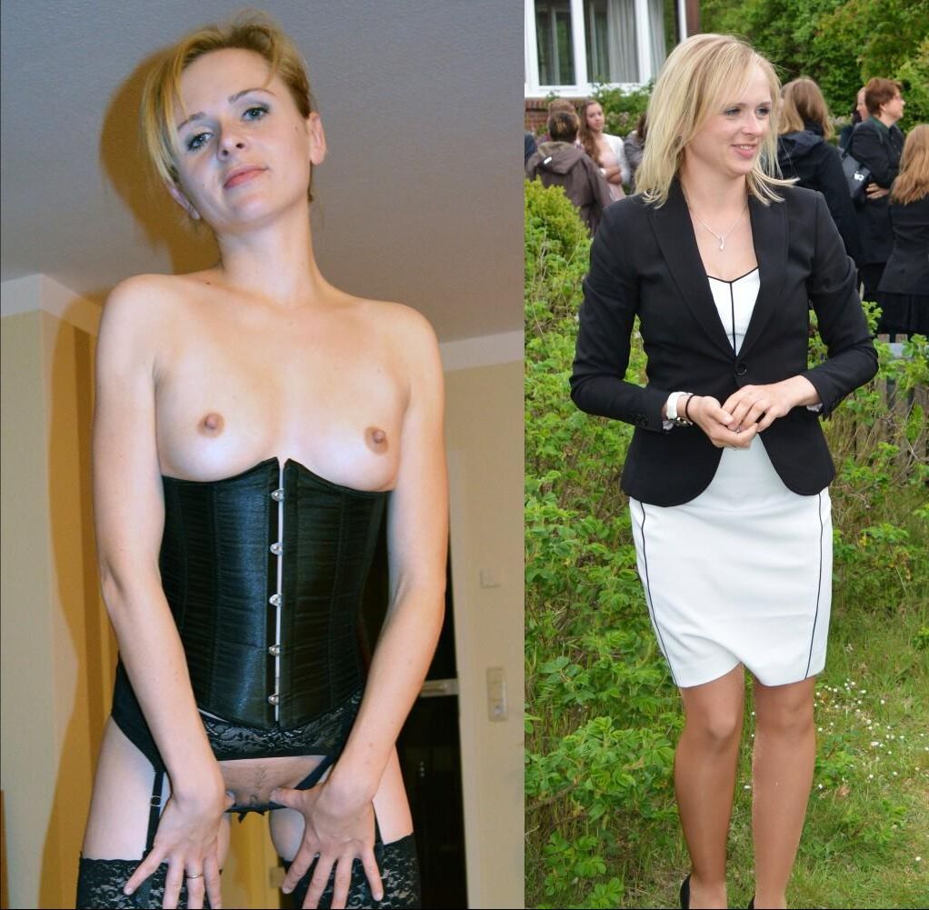 Dressed Undressed before after blonde amateur clothed unclothed