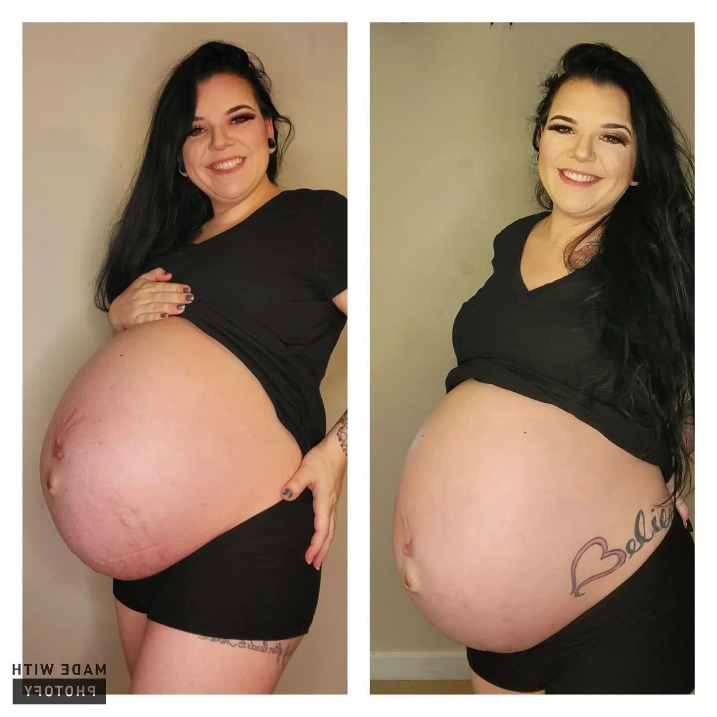 Amadora Kayla com uma enorme barriga de grávida