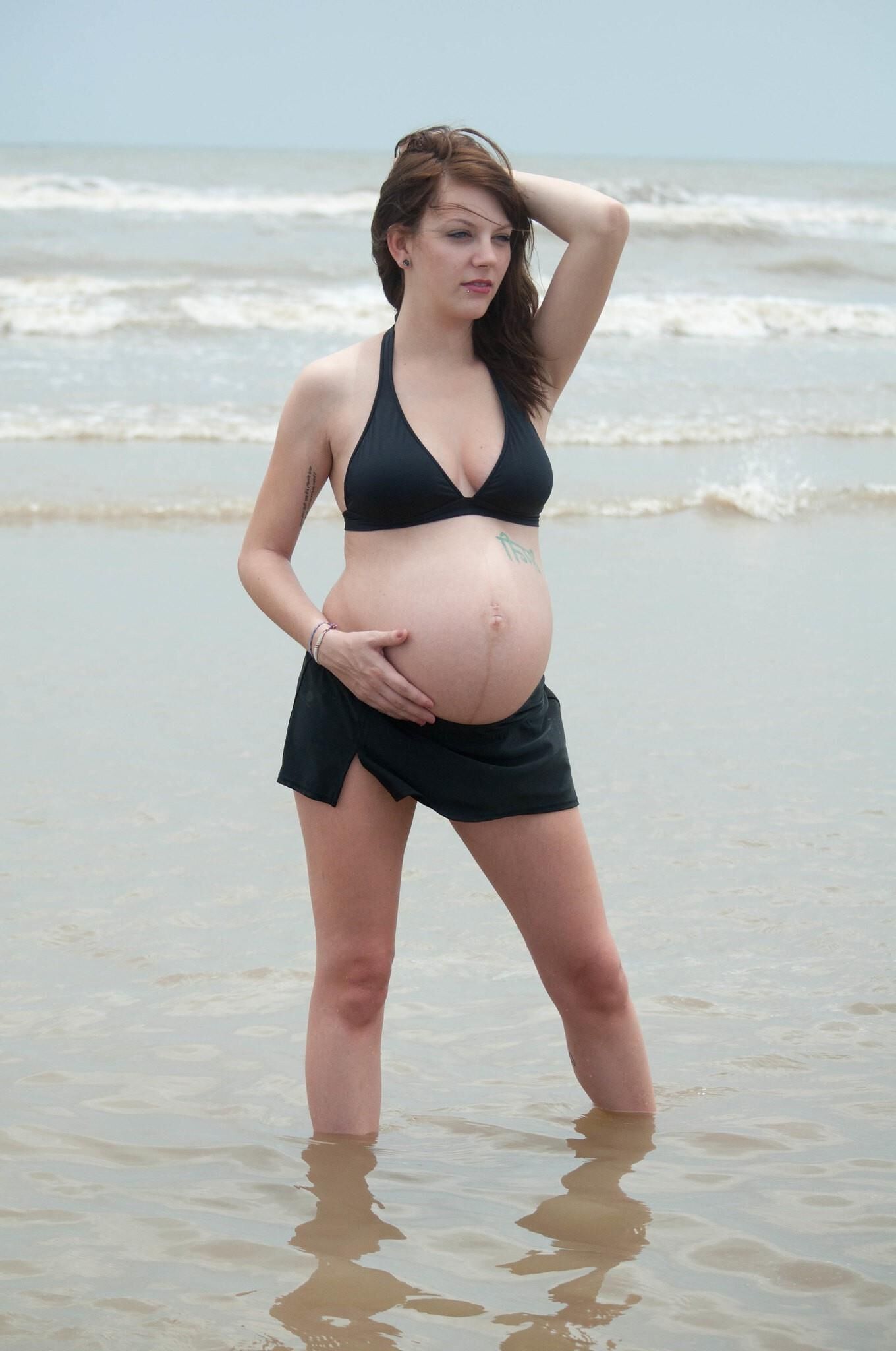 Pregnant Girl on Beach