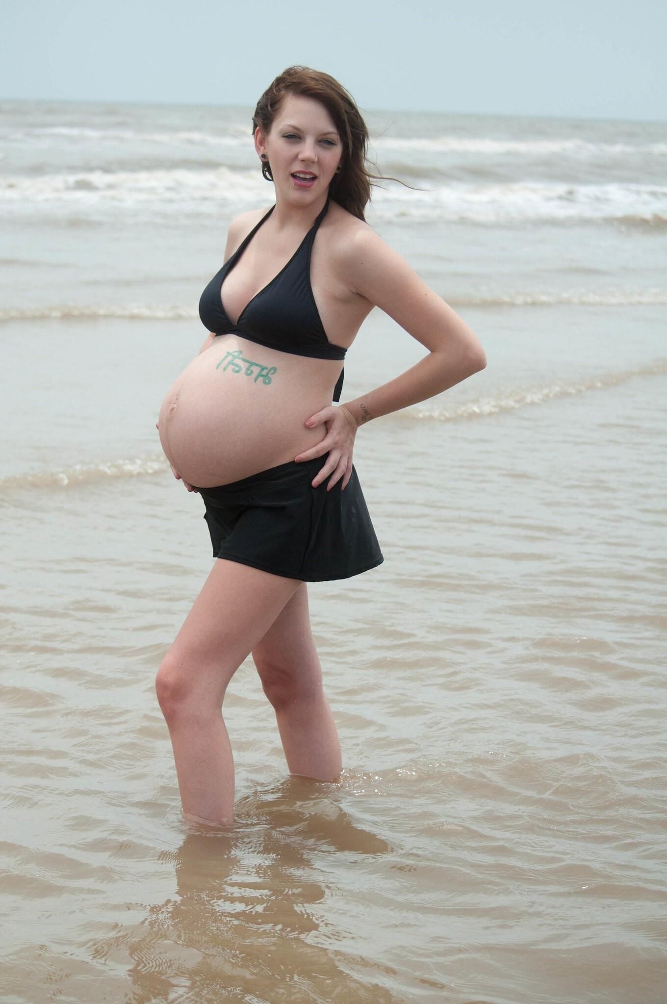 Pregnant Girl on Beach