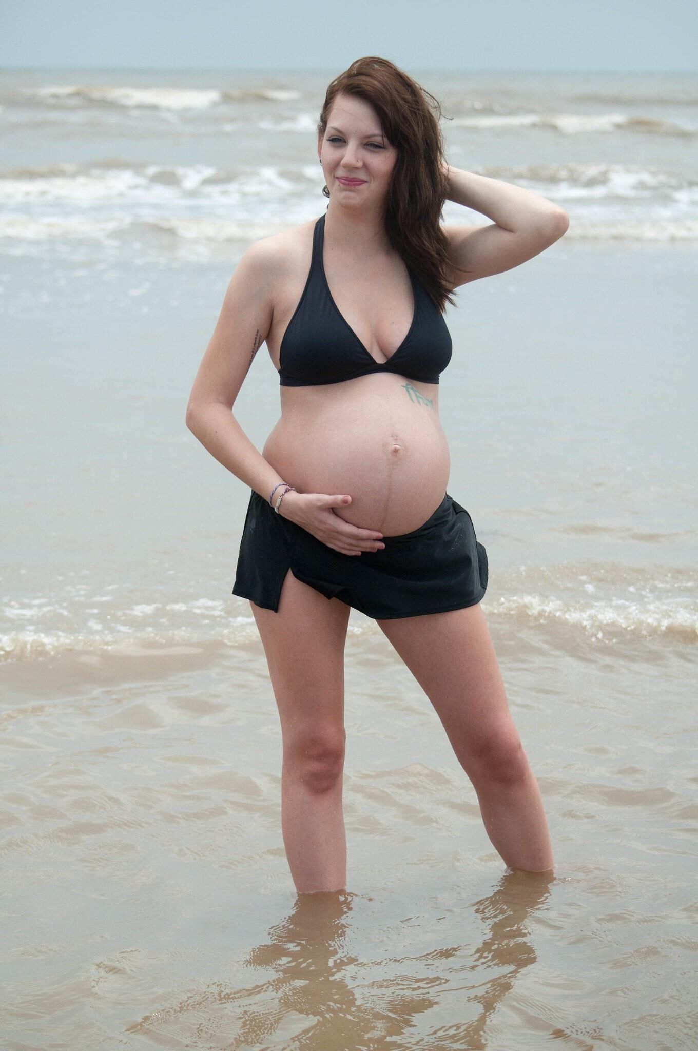 Pregnant Girl on Beach