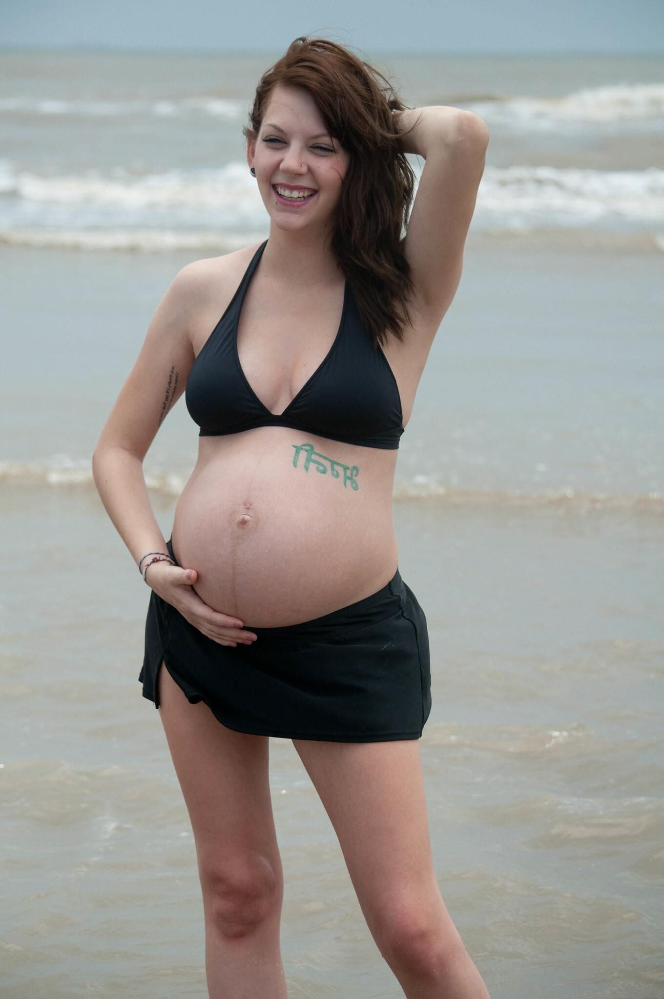 Pregnant Girl on Beach