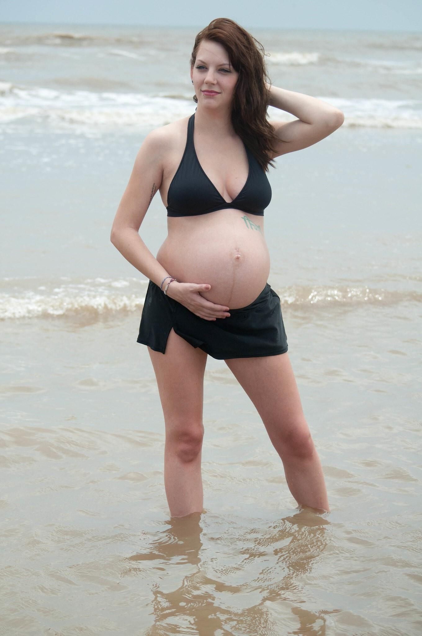 Pregnant Girl on Beach