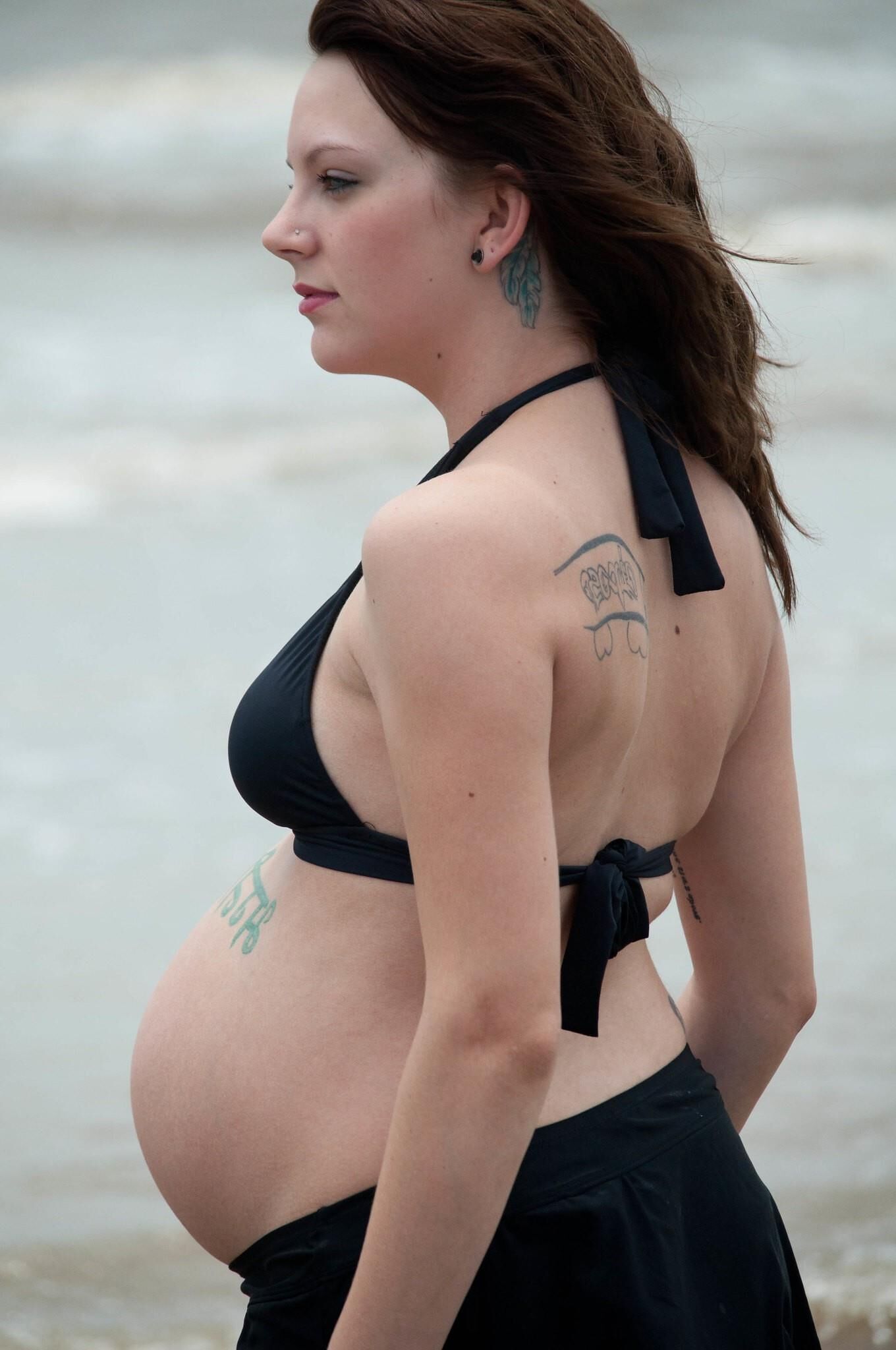 Pregnant Girl on Beach