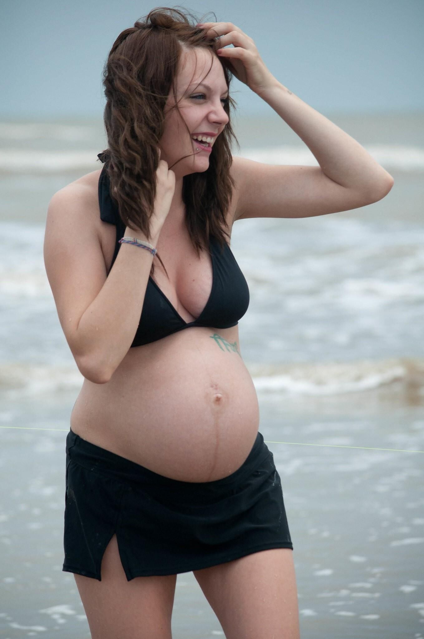 Pregnant Girl on Beach