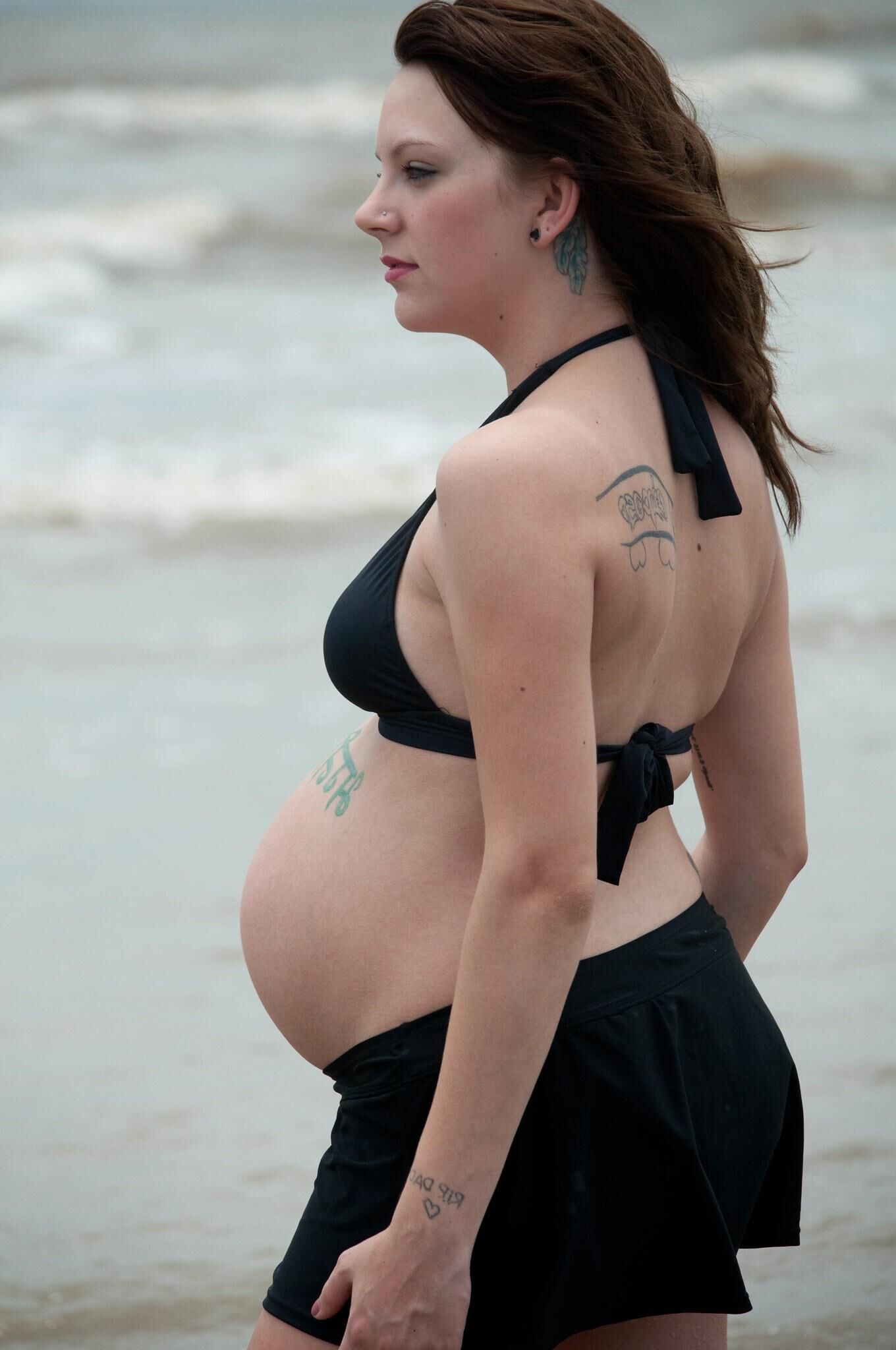 Pregnant Girl on Beach