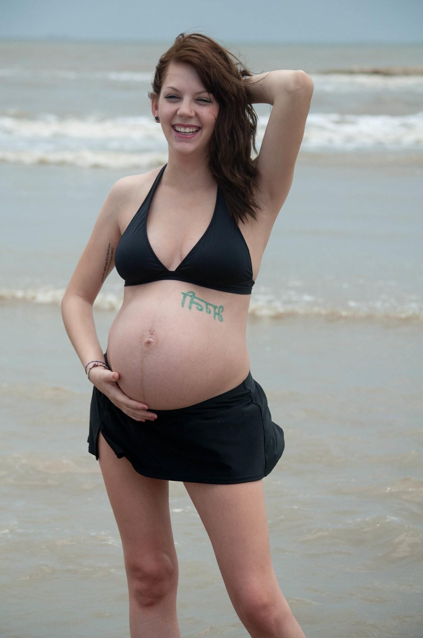 Pregnant Girl on Beach