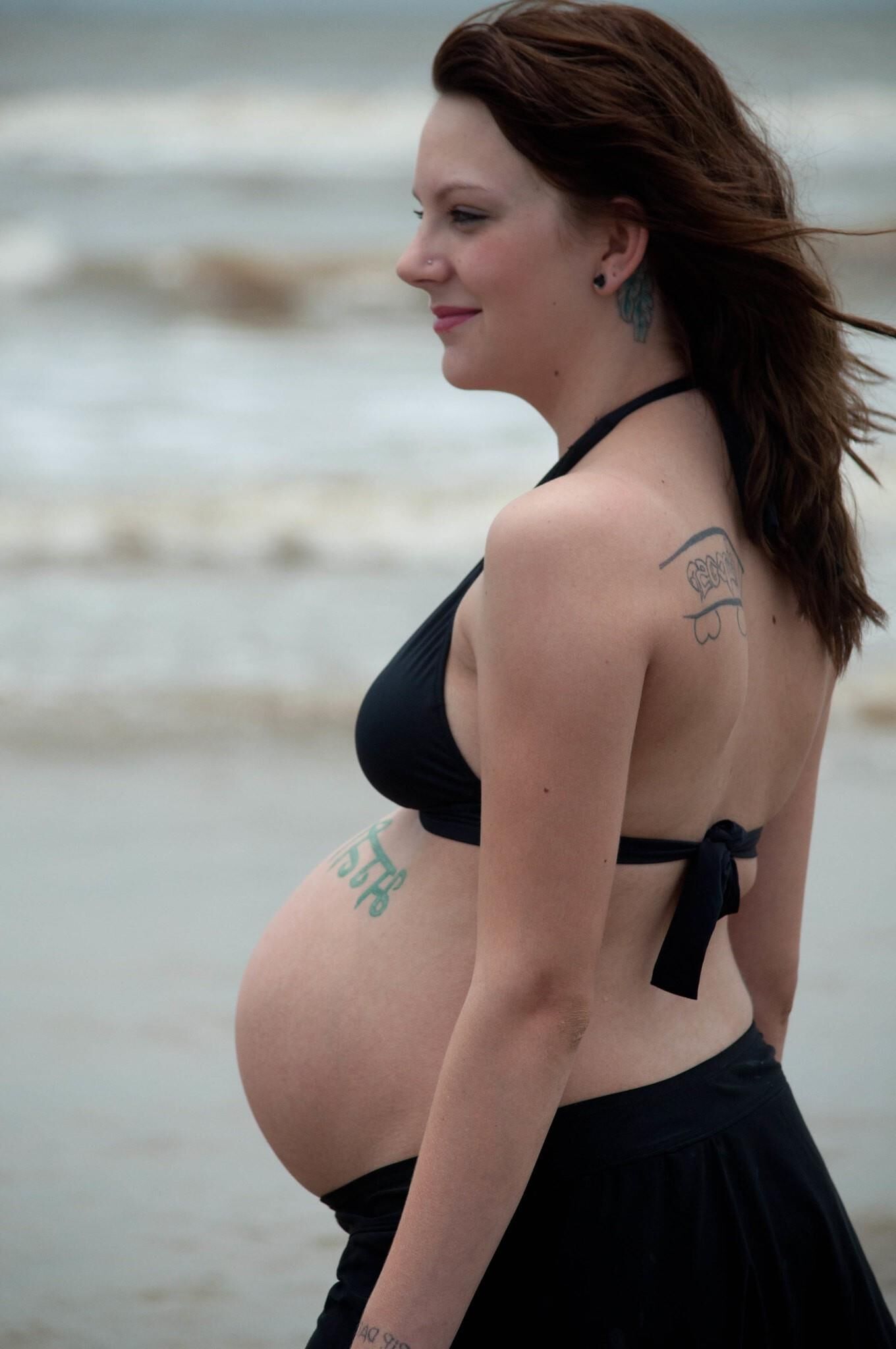 Pregnant Girl on Beach