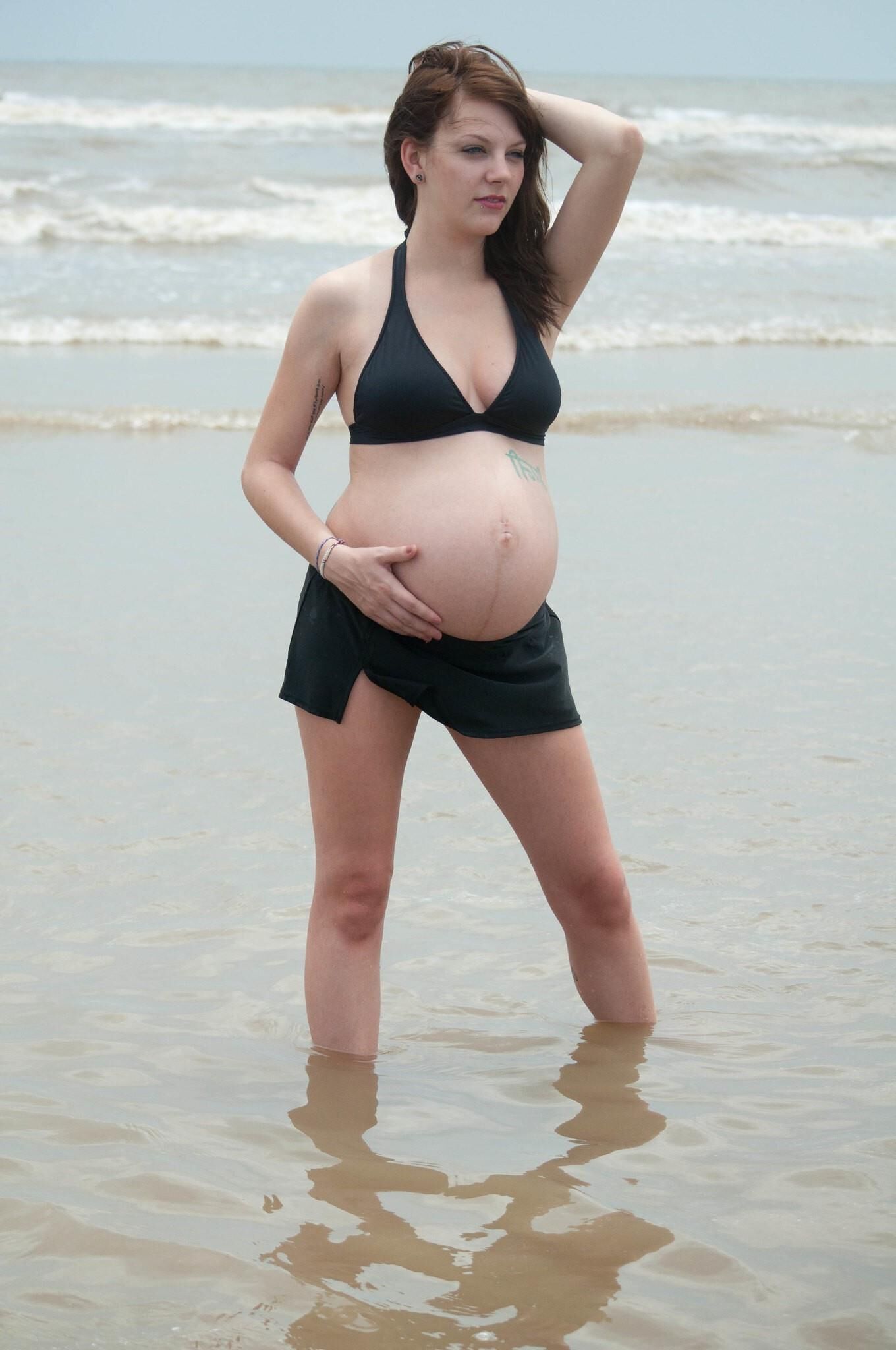 Pregnant Girl on Beach