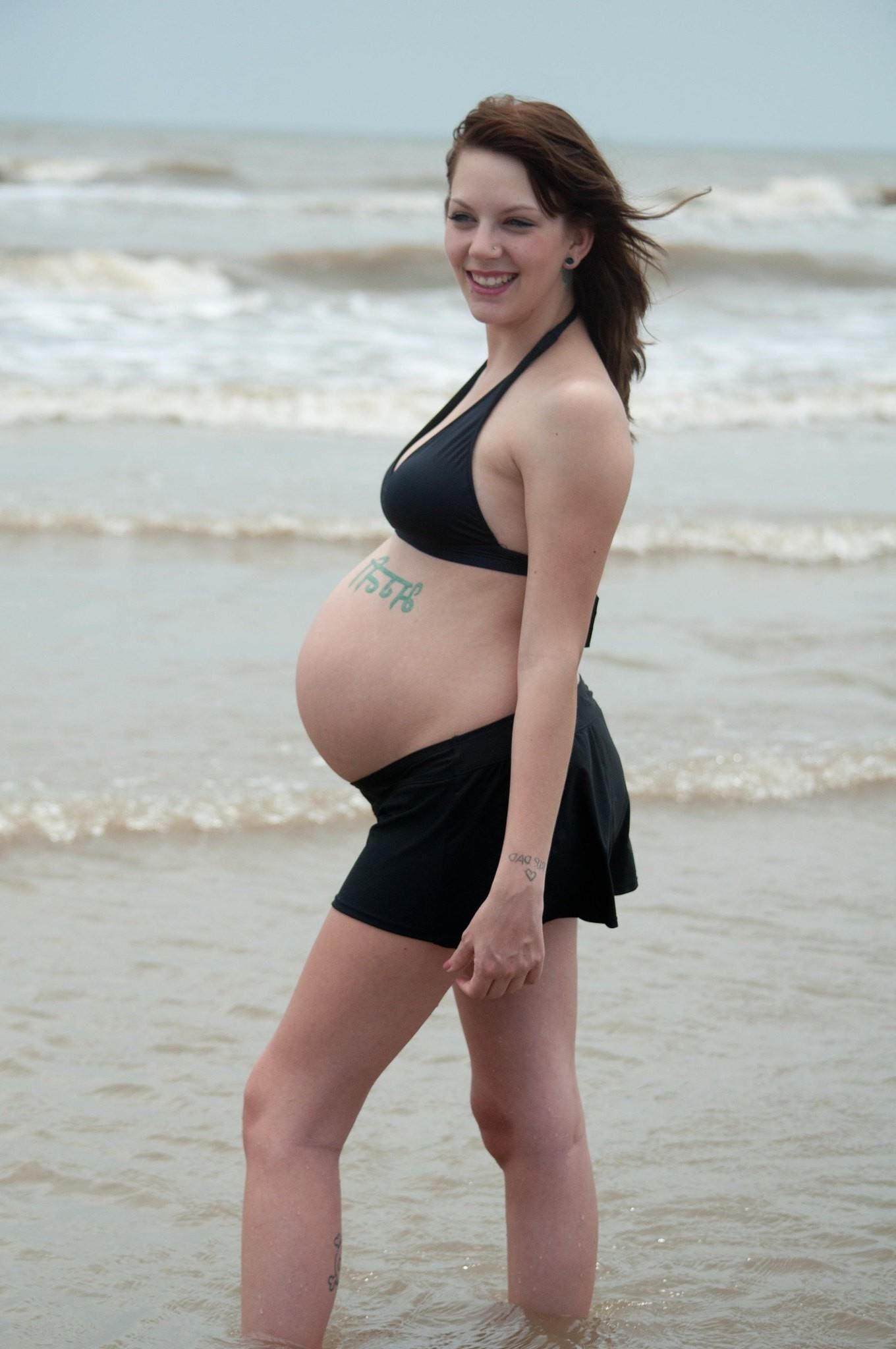 Pregnant Girl on Beach