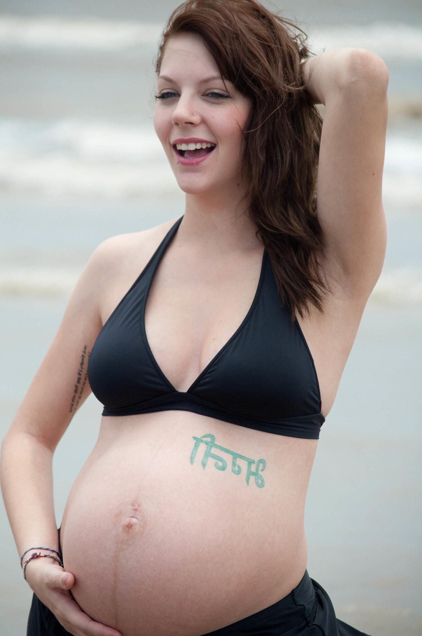 Pregnant Girl on Beach