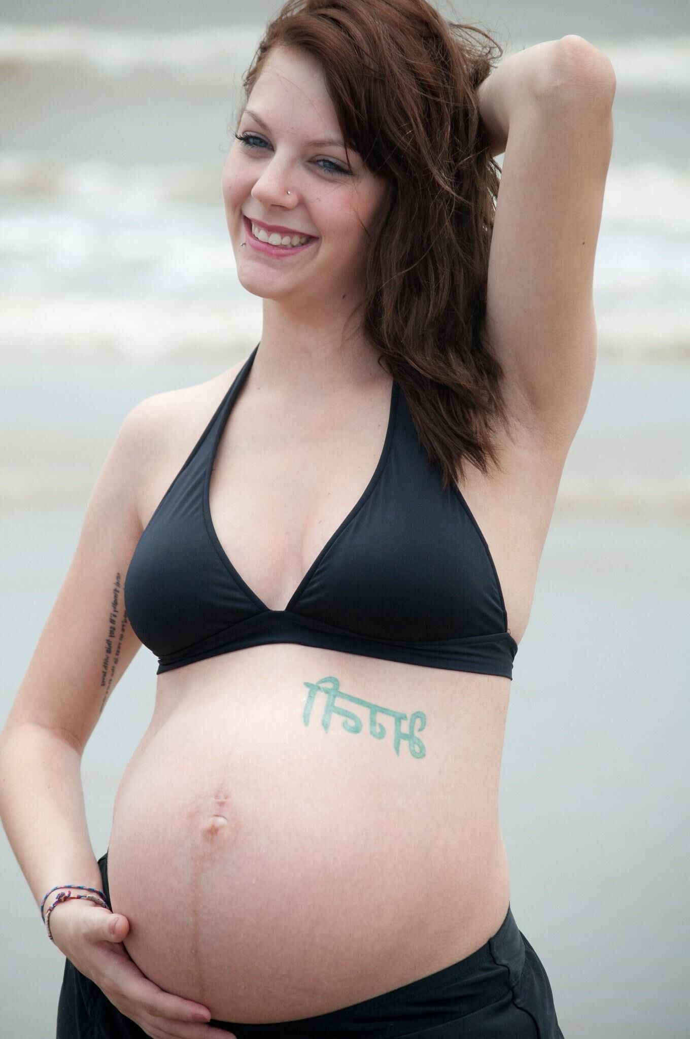 Pregnant Girl on Beach