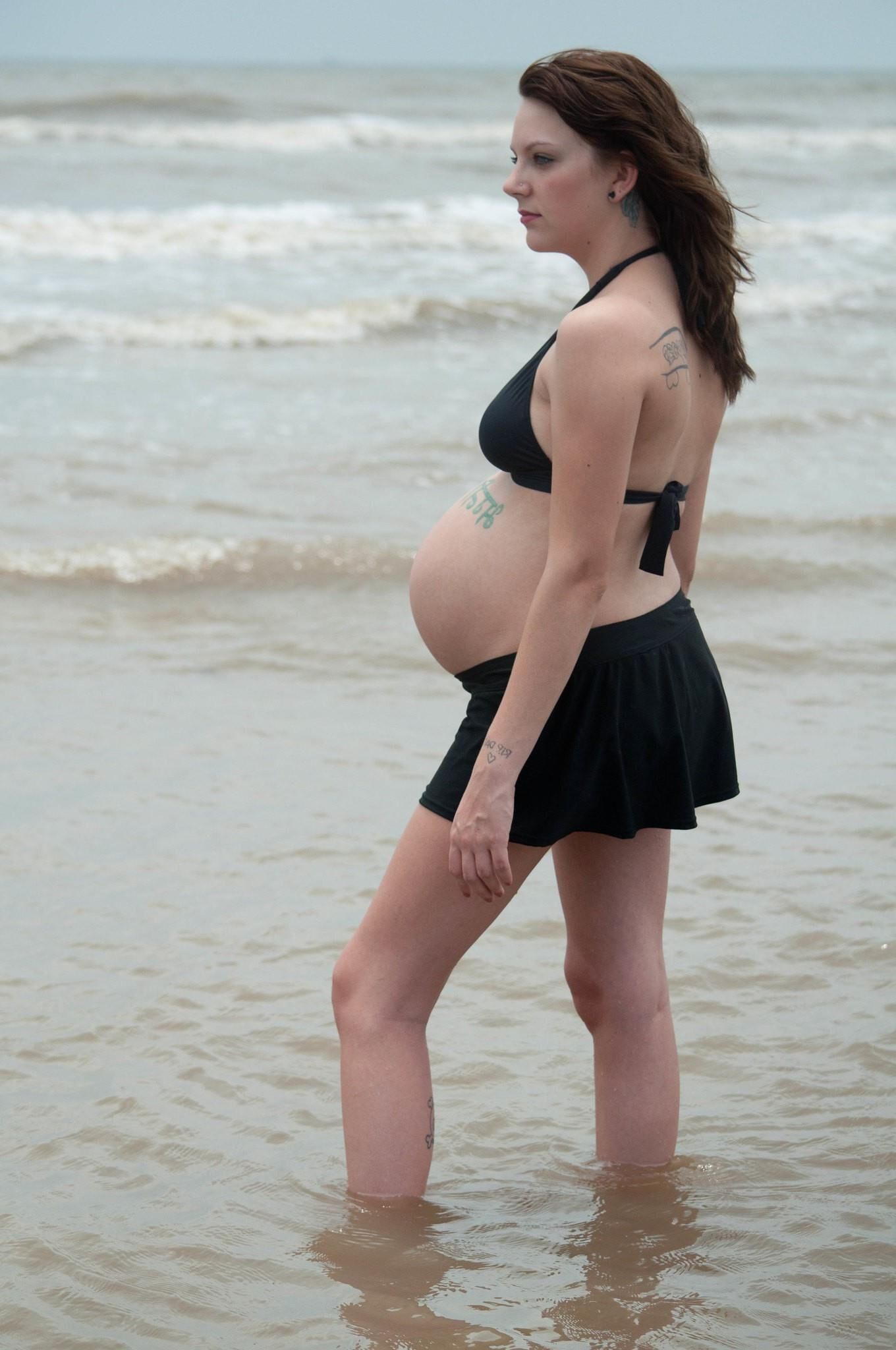 Pregnant Girl on Beach