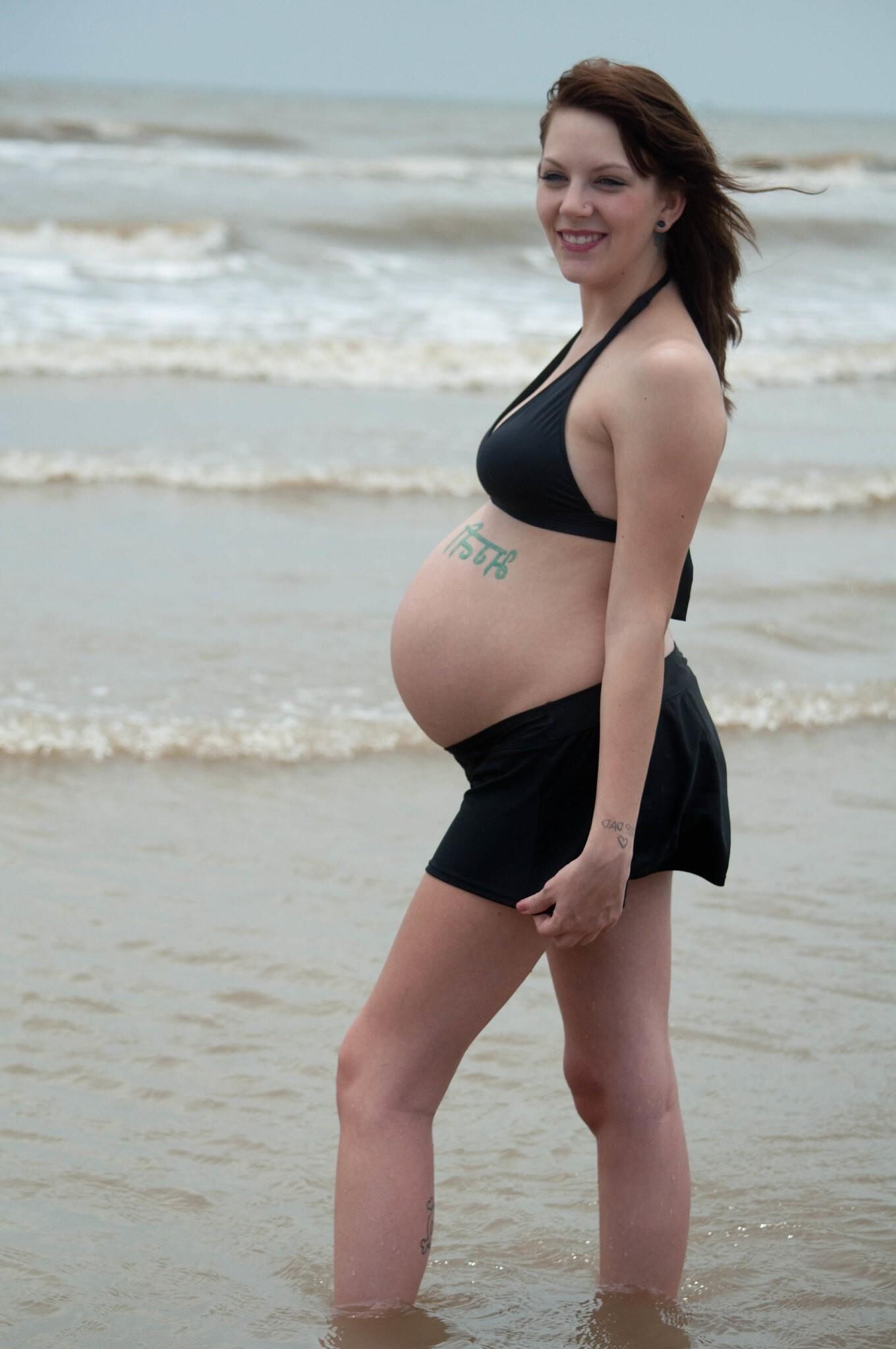 Pregnant Girl on Beach