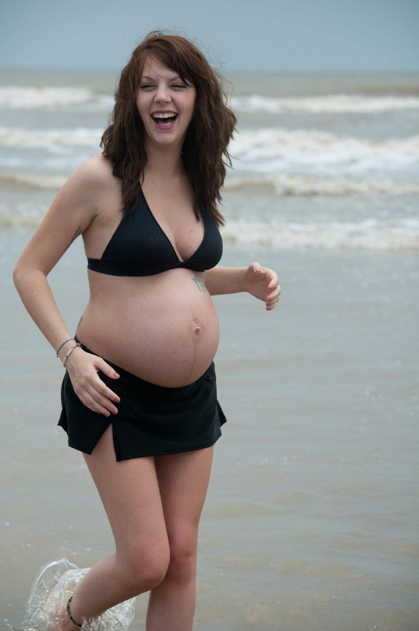 Pregnant Girl on Beach